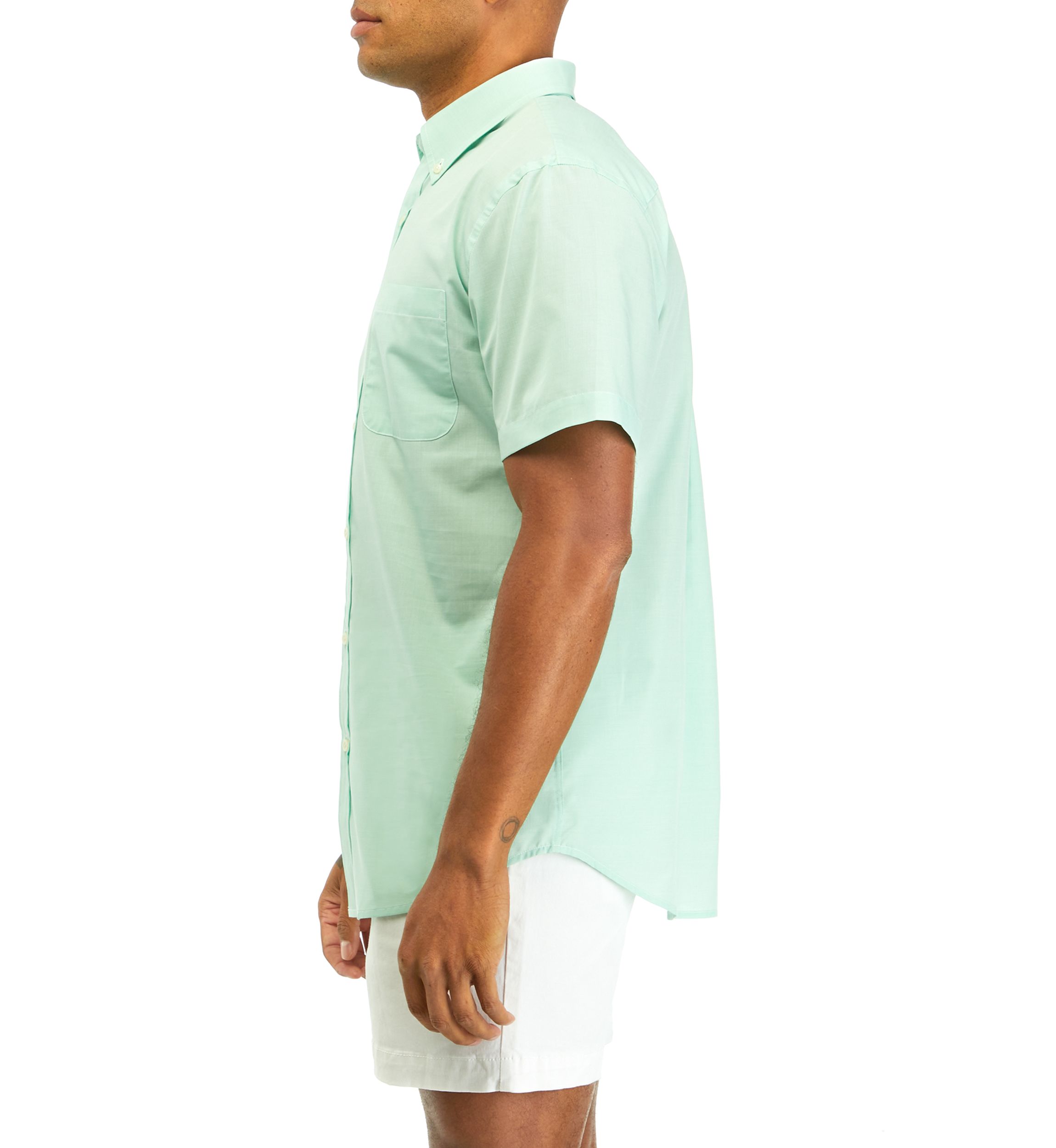 Short Sleeve Woven Easy Care Button Down Shirt