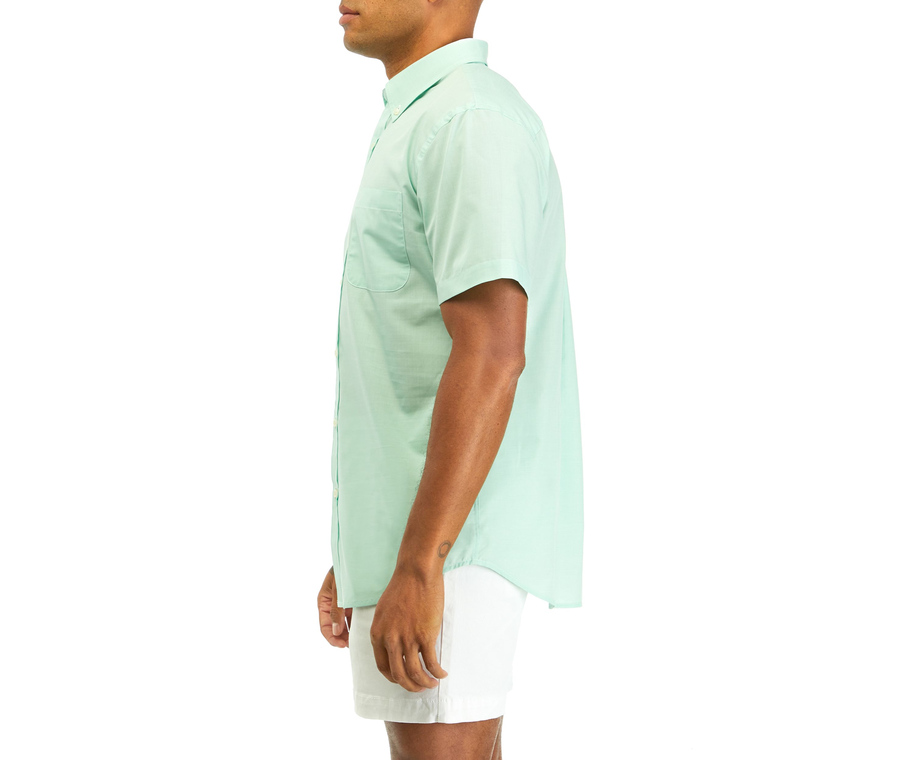 Short Sleeve Woven Easy Care Button Down Shirt