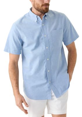Saddlebred Men’s Short Sleeve Oxford Shirt, Blue, Medium