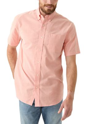 Saddlebred Men’s Short Sleeve Oxford Shirt, Peach, Large