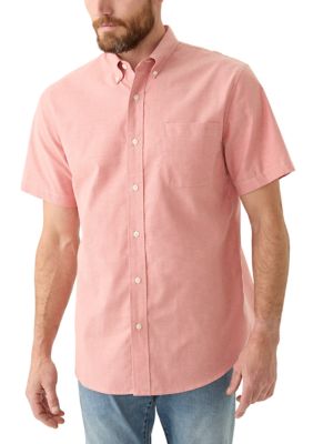 Saddlebred Men’s Short Sleeve Oxford Shirt, Coral, Large