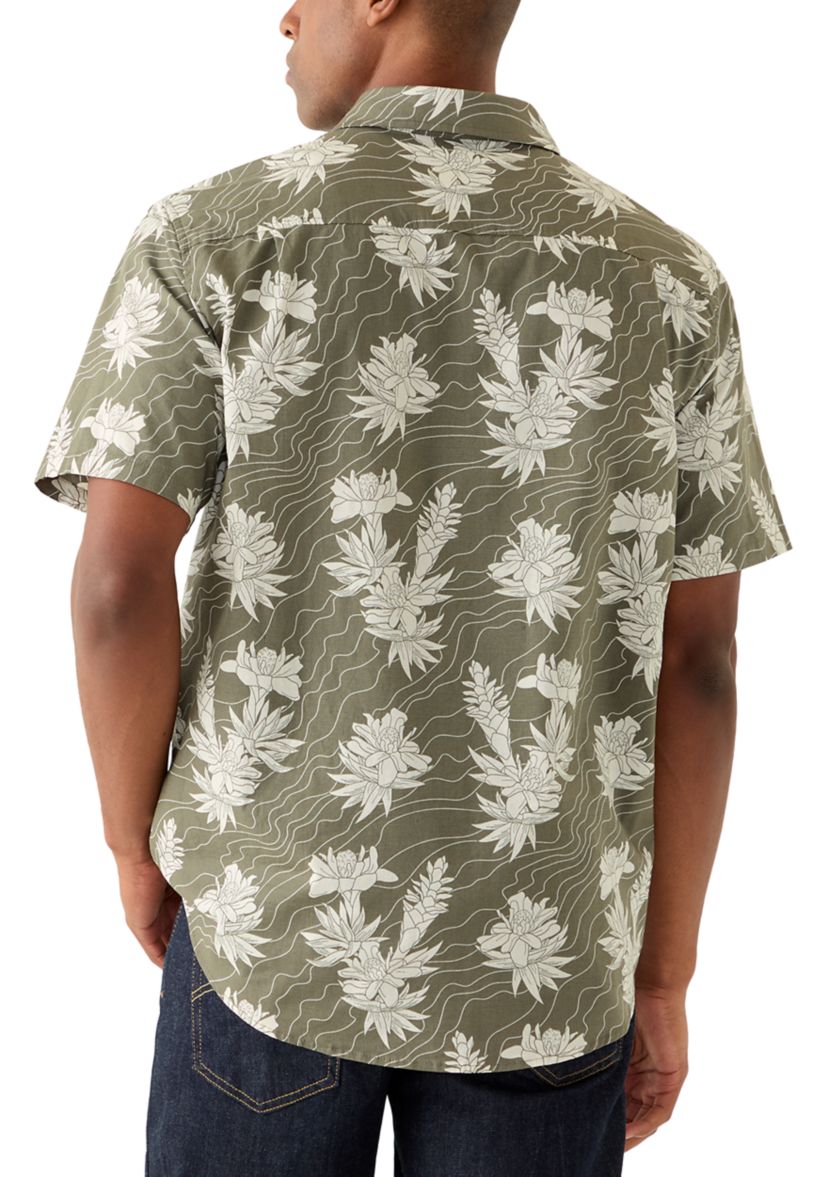 Mens One and Only Stretch Short Sleeve Woven Button Down T-Shirt