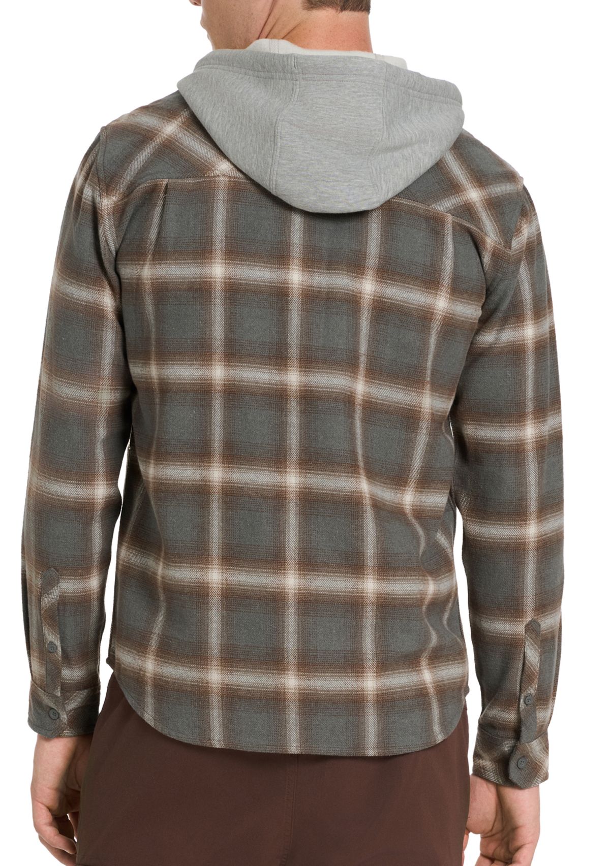 Womens Hooded Button Up Plaid Jacket