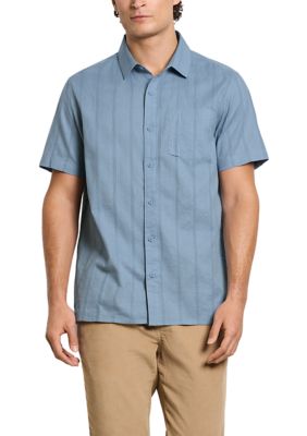 Hurley Men's Cotton Dobby Short Sleeve Woven Shirt, Grey, 2XL