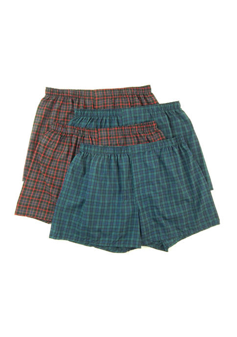 Big & Tall 4 Pack Woven Boxers