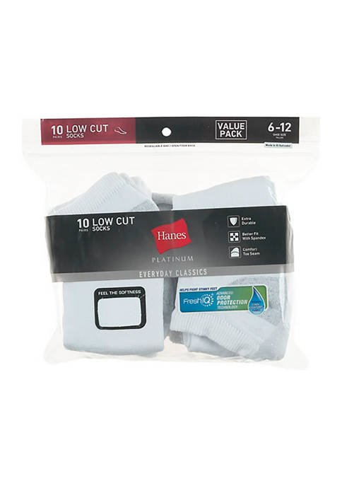 Hanes® Platinum 10 Pack Low Cut Socks