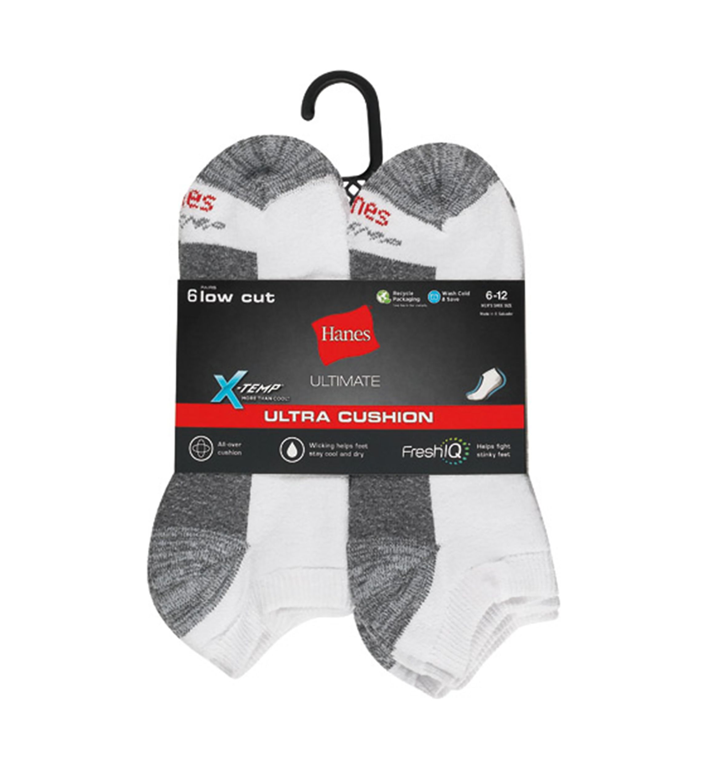 Ultimate X-Temp 6 Pack Ultra Cushion Low Cut Socks