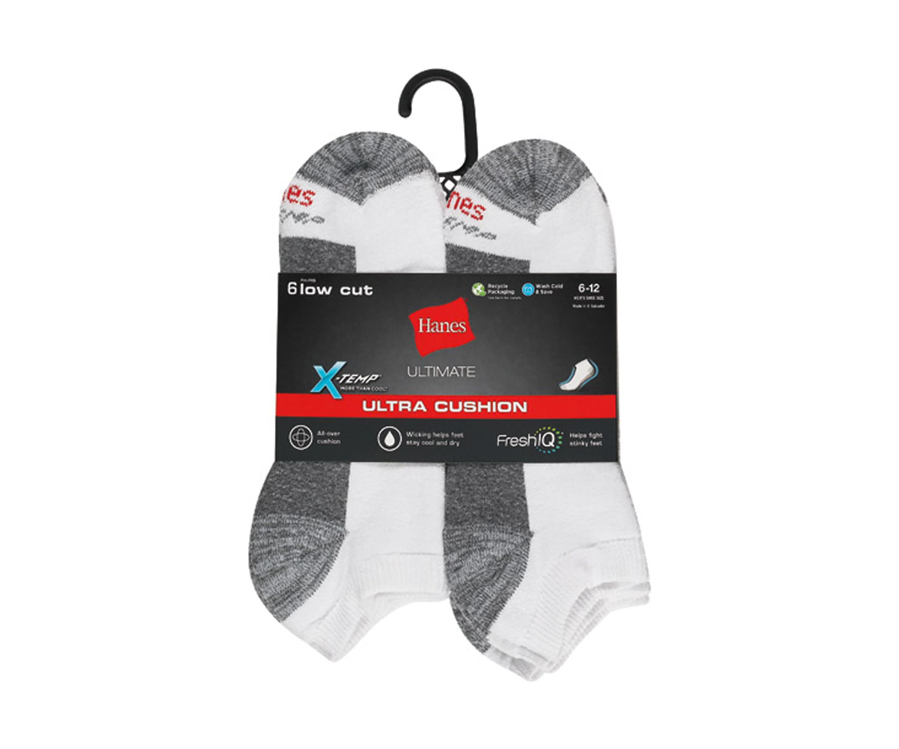 Ultimate X-Temp 6 Pack Ultra Cushion Low Cut Socks