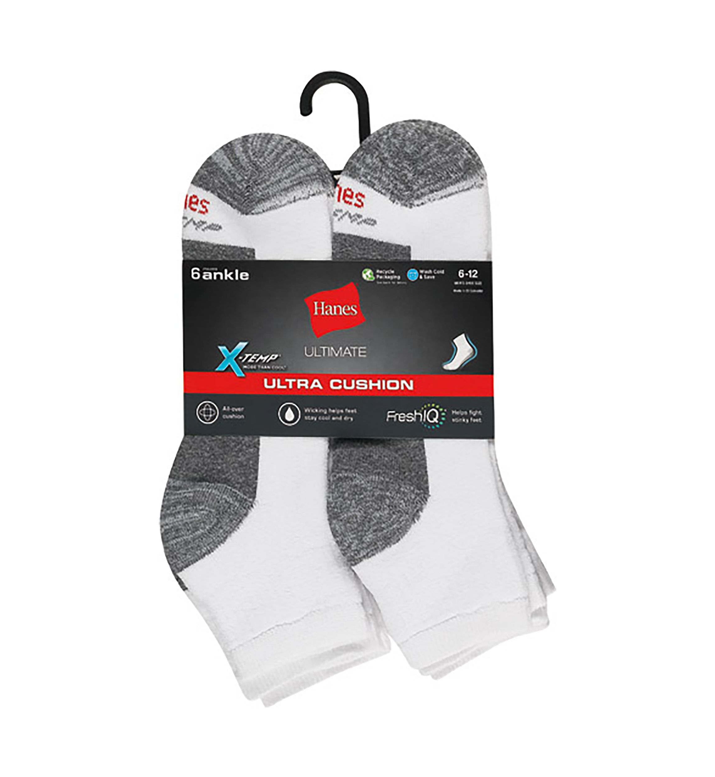 Ultimate X-Temp Ultra Cushion 6 Pack Ankle Socks 