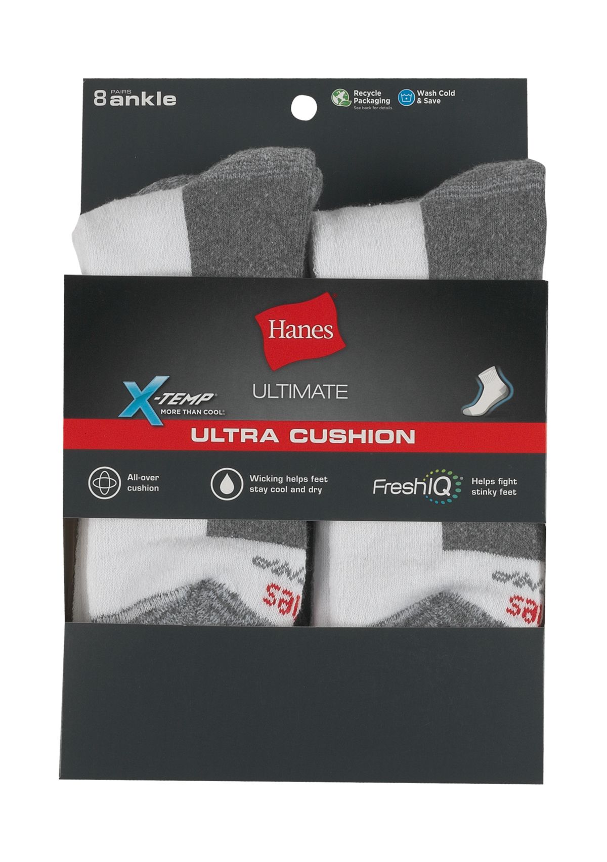 Mens Cushion Ankle Sock - 8 Pair Pack