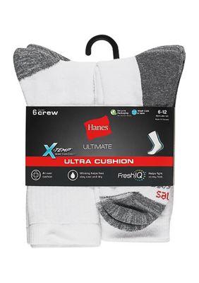Hanes Men's Ultimate X-Temp Ultra Cushion 6 Pack Crew Socks