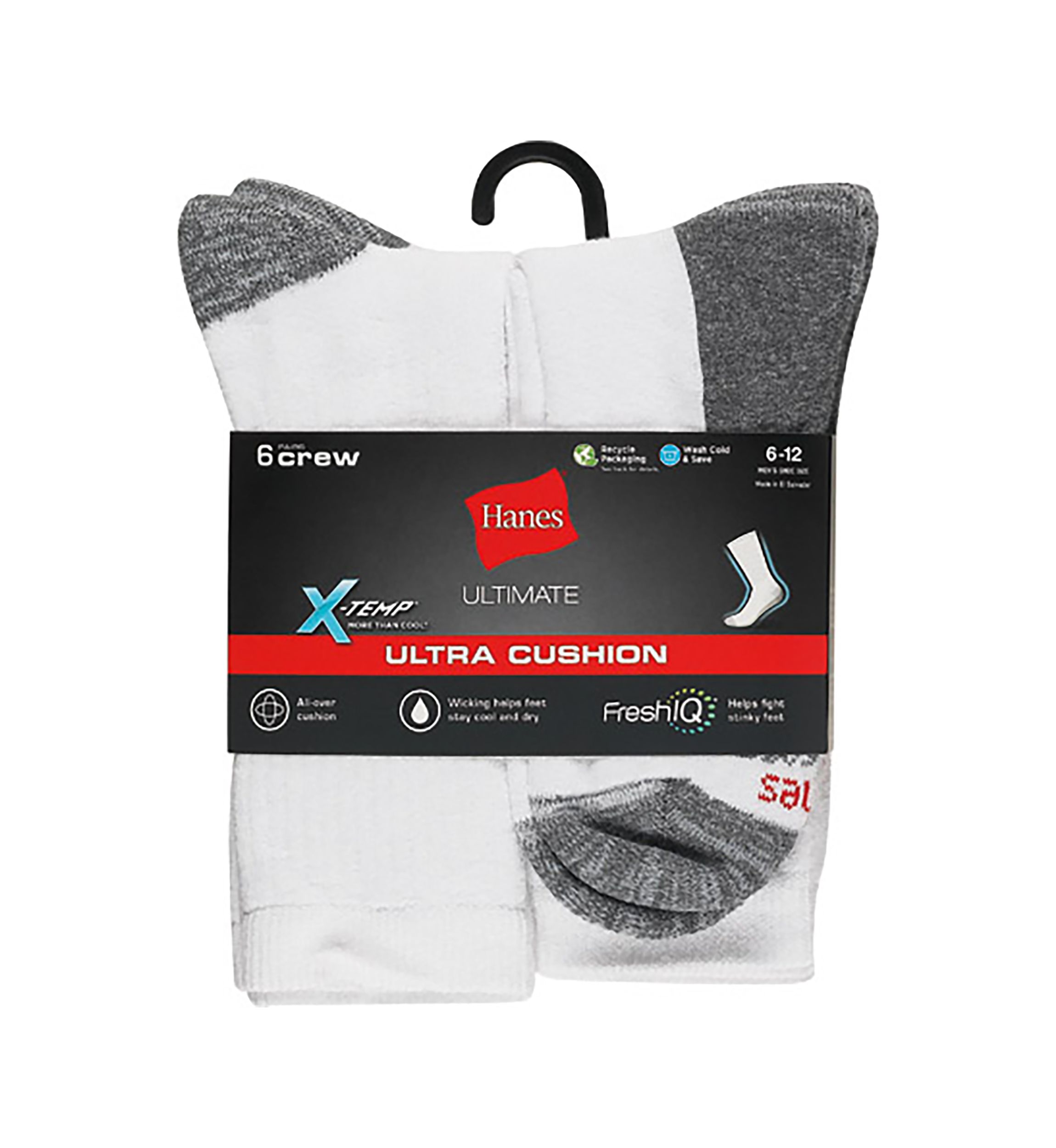 Ultimate X-Temp Ultra Cushion 6 Pack Crew Socks 