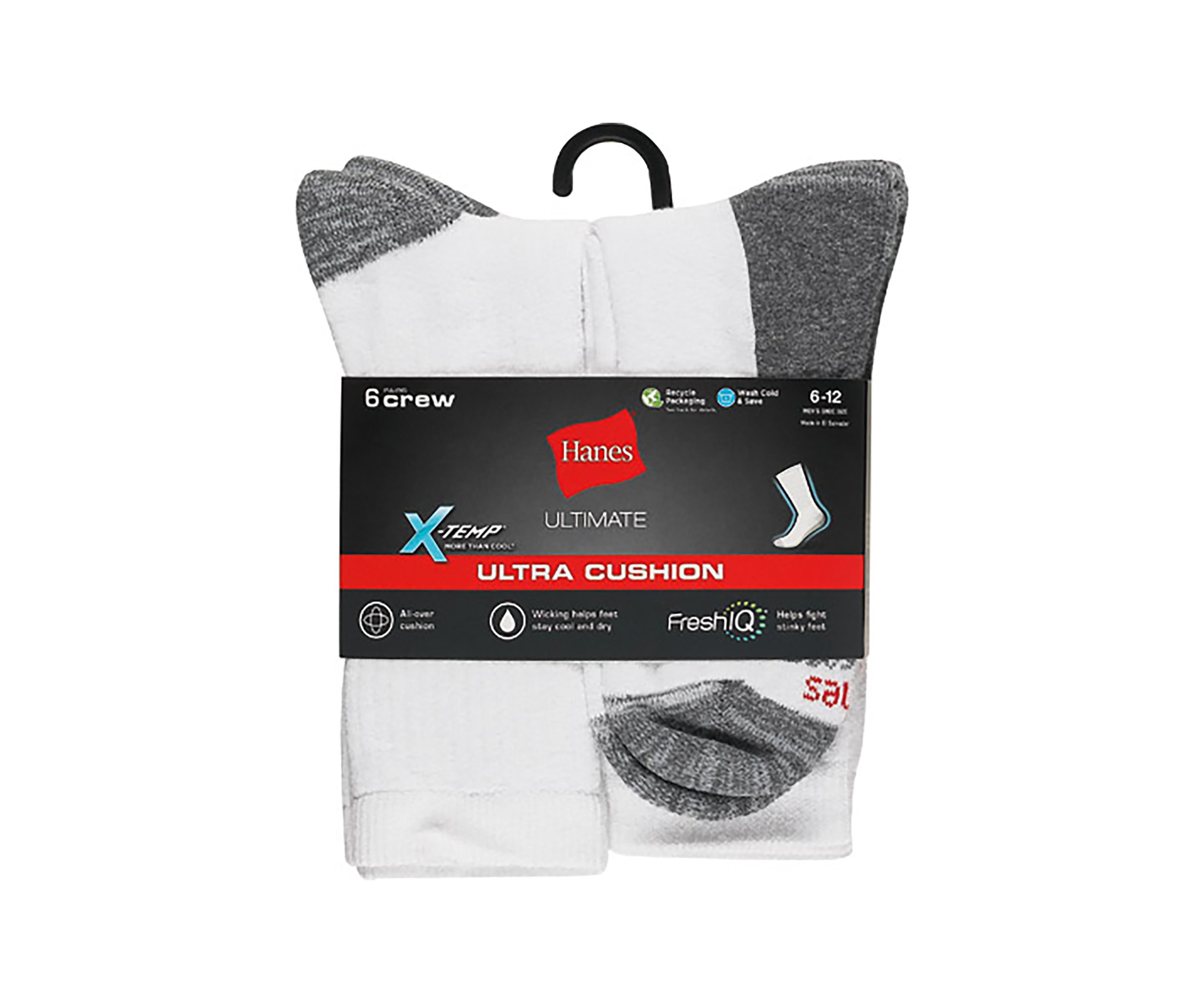 Ultimate X-Temp Ultra Cushion 6 Pack Crew Socks 