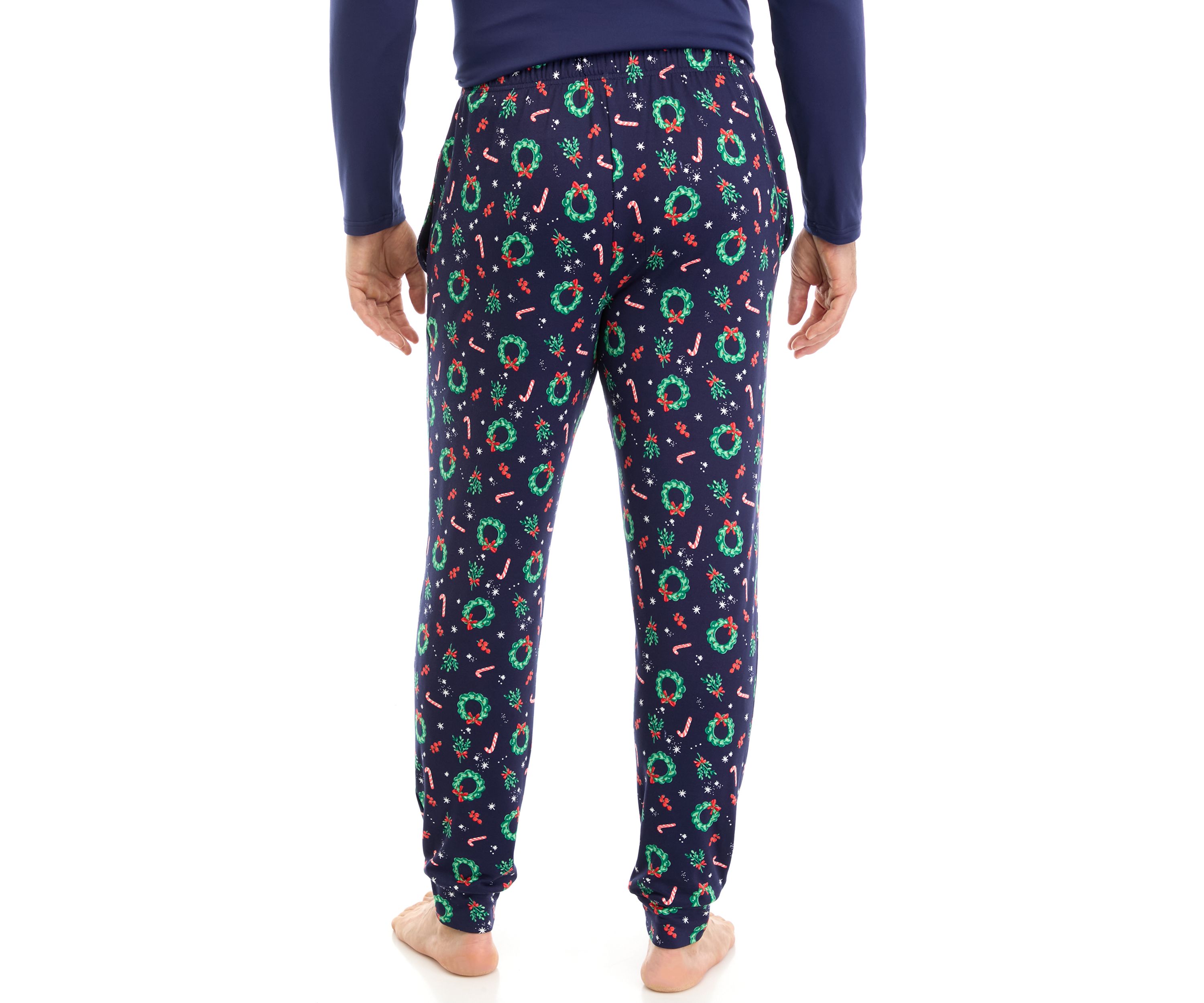 Mens Holiday Wreaths Jogger Pajama Pants