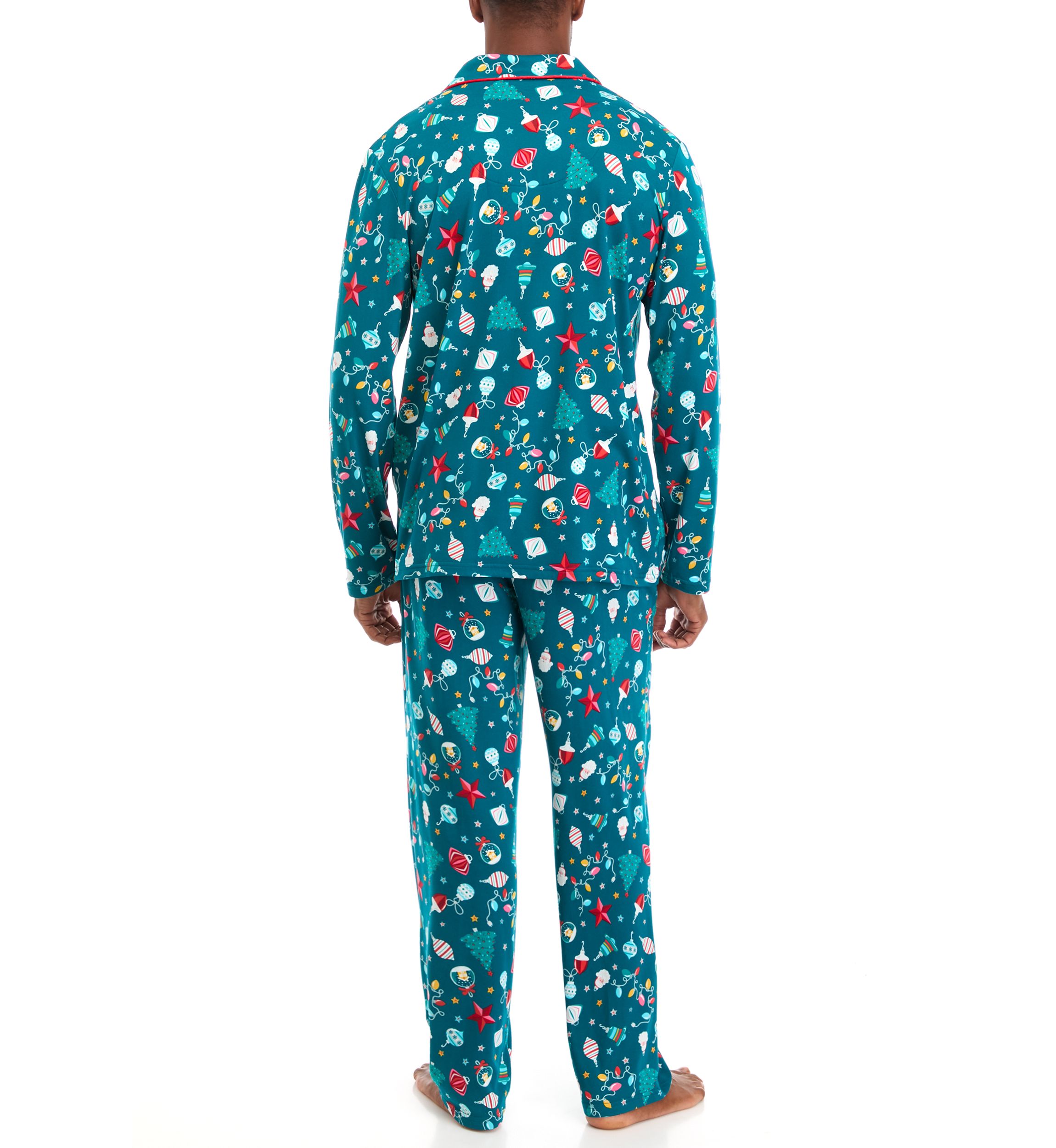 Mens Holiday Lights Long Sleeve Notch Pajama Set