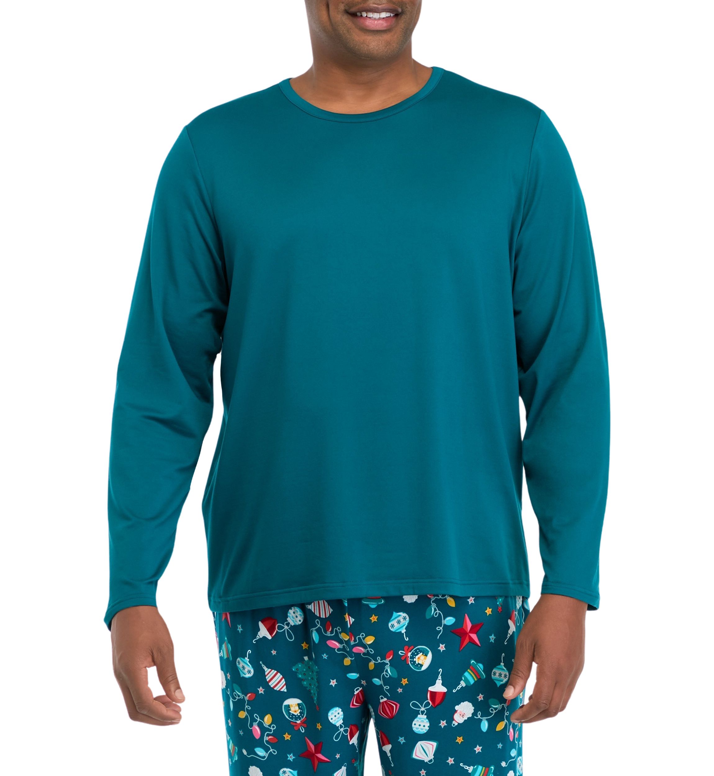 Big & Tall Holiday Lights Solid Long Sleeve Top