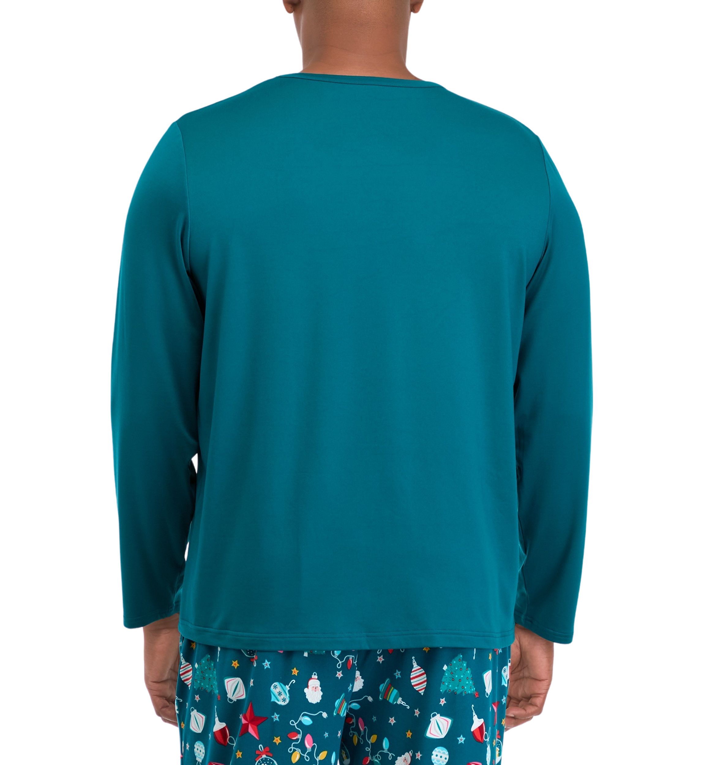 Big & Tall Holiday Lights Solid Long Sleeve Top