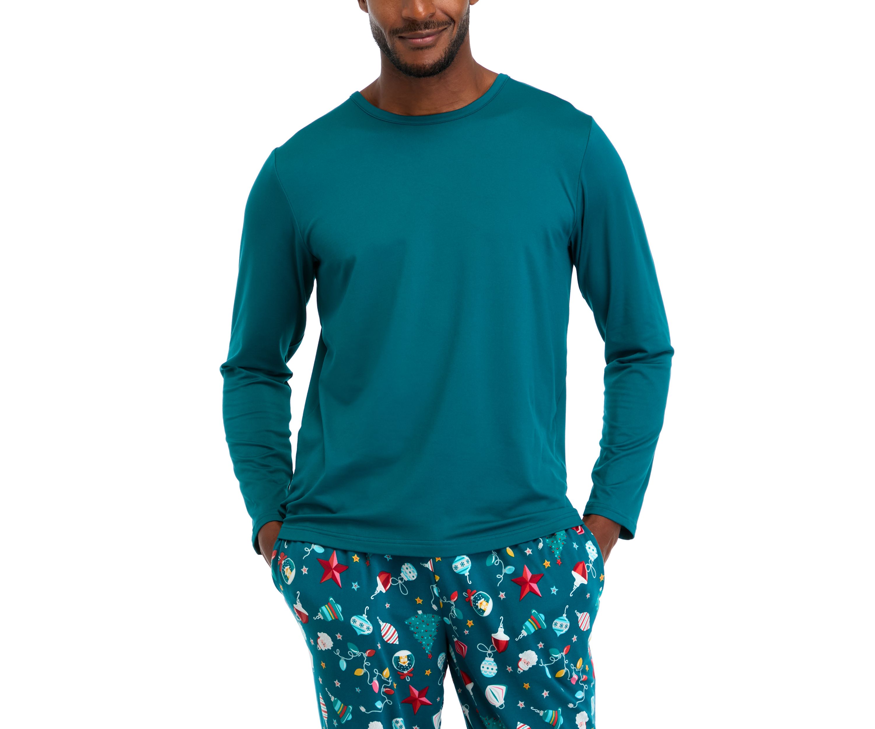 Mens Holiday Lights Solid Long Sleeve Top