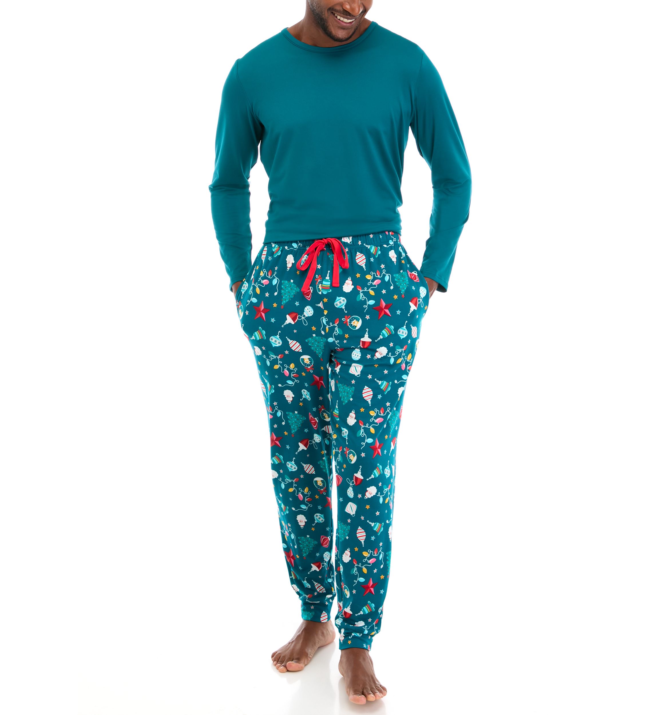 Mens Holiday Lights Solid Long Sleeve Top