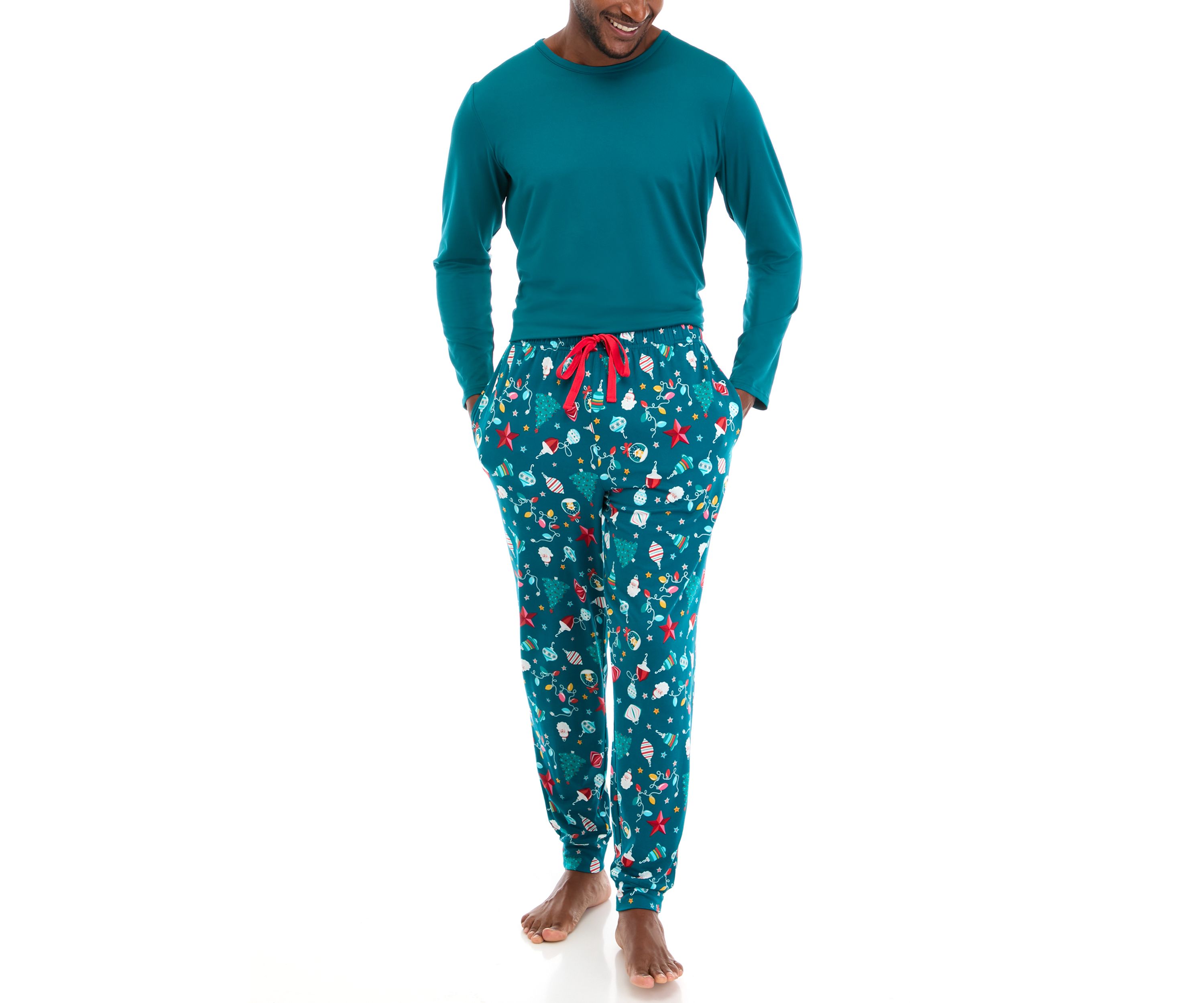 Mens Holiday Lights Solid Long Sleeve Top
