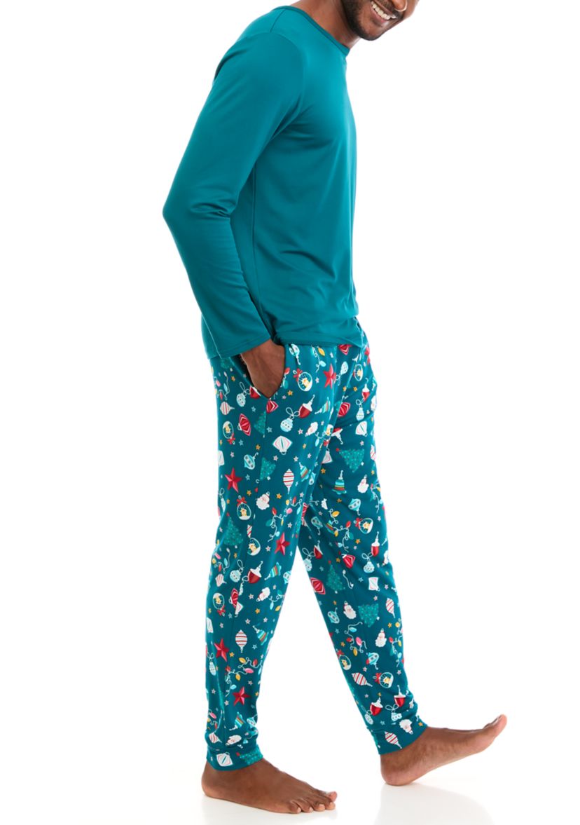 Mens Holiday Lights Solid Long Sleeve Top