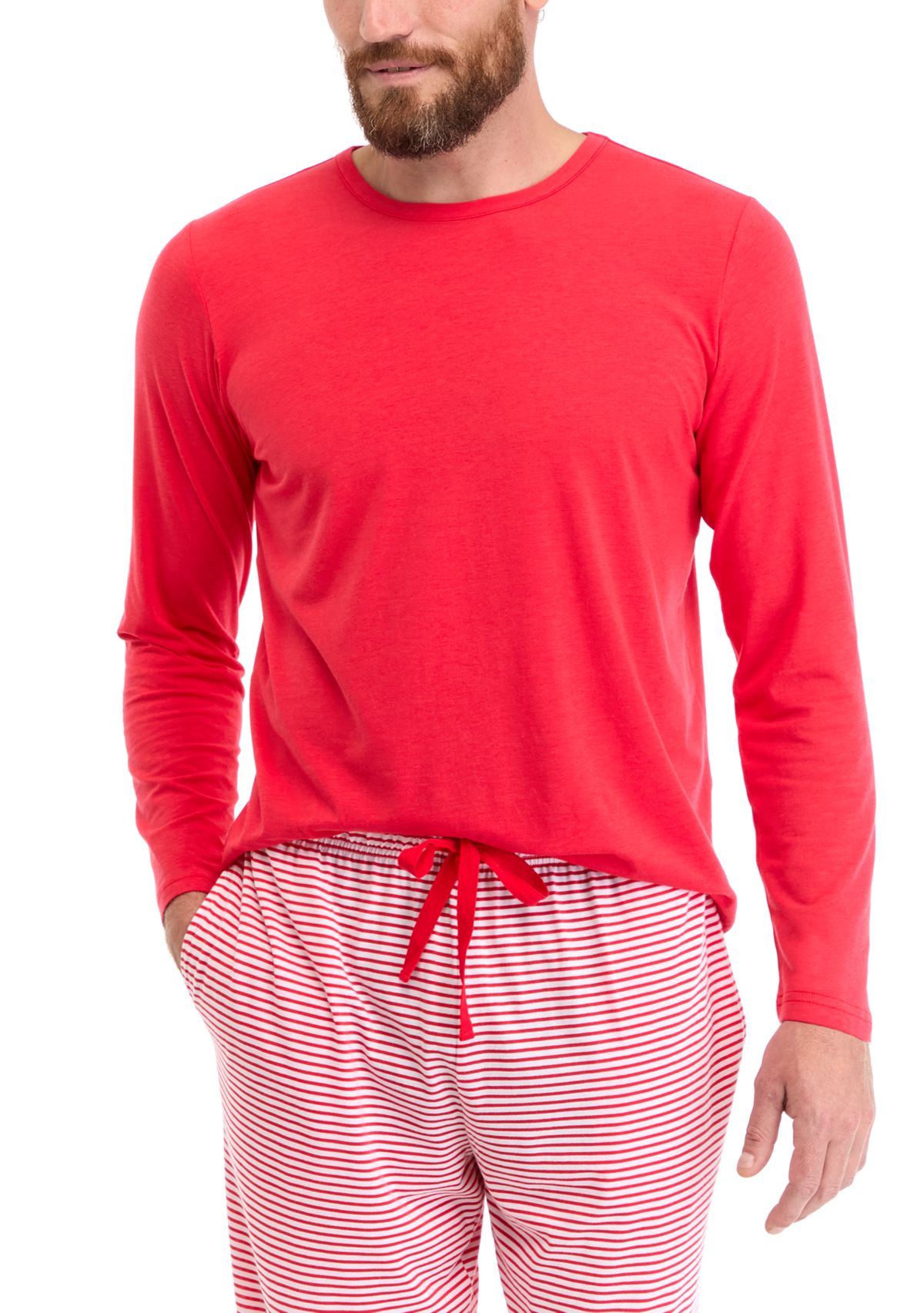 Mens Red Long Sleeve Pajama Top