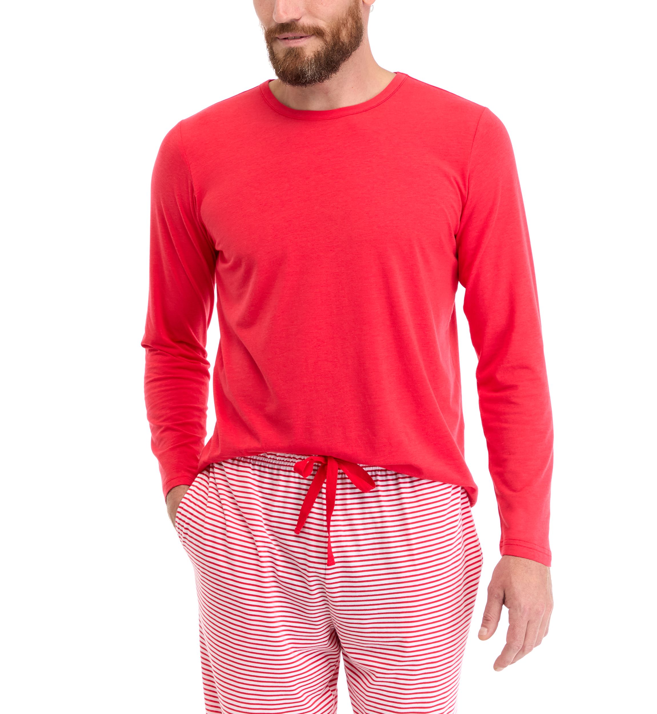 Mens Red Long Sleeve Pajama Top