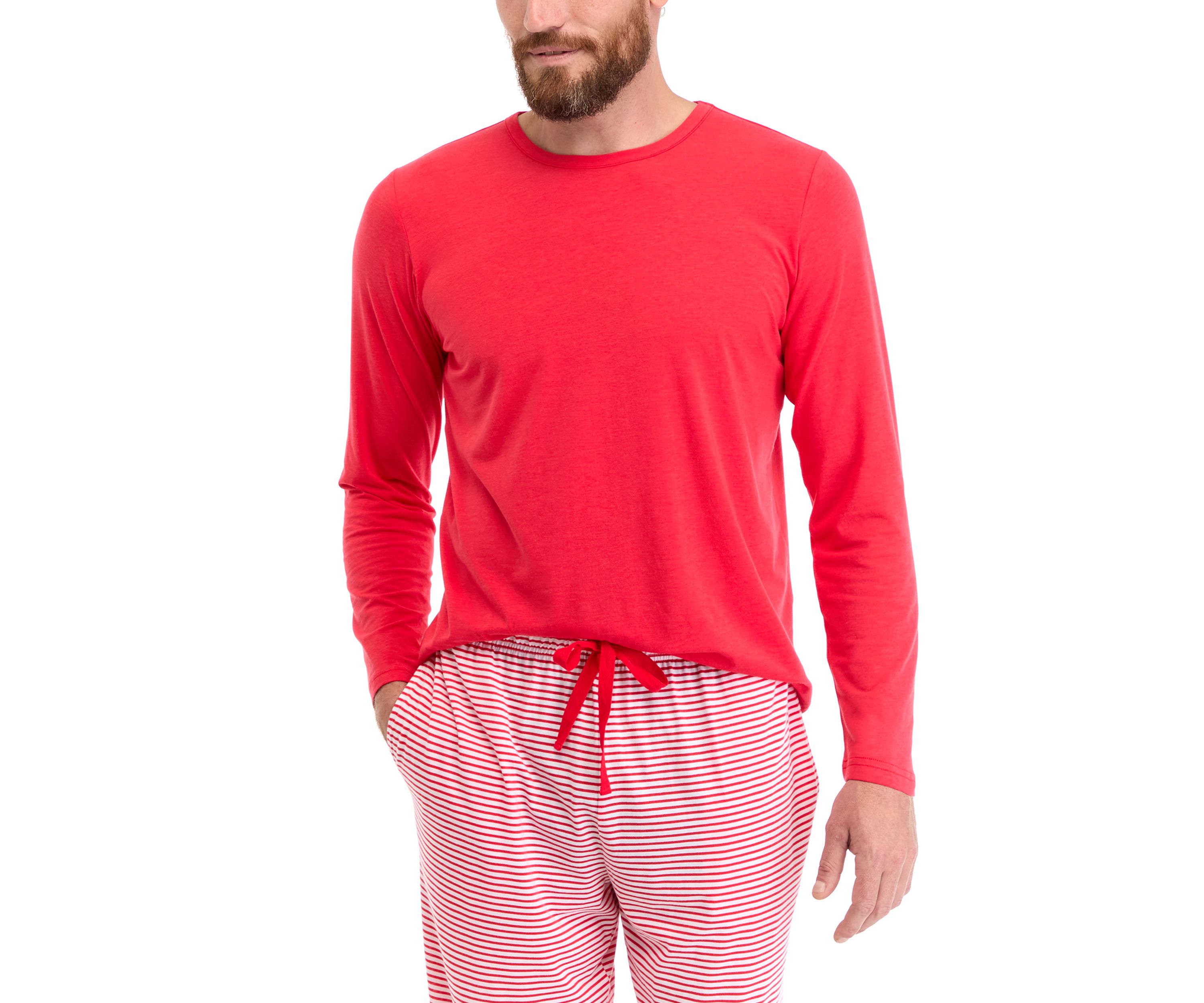Mens Red Long Sleeve Pajama Top