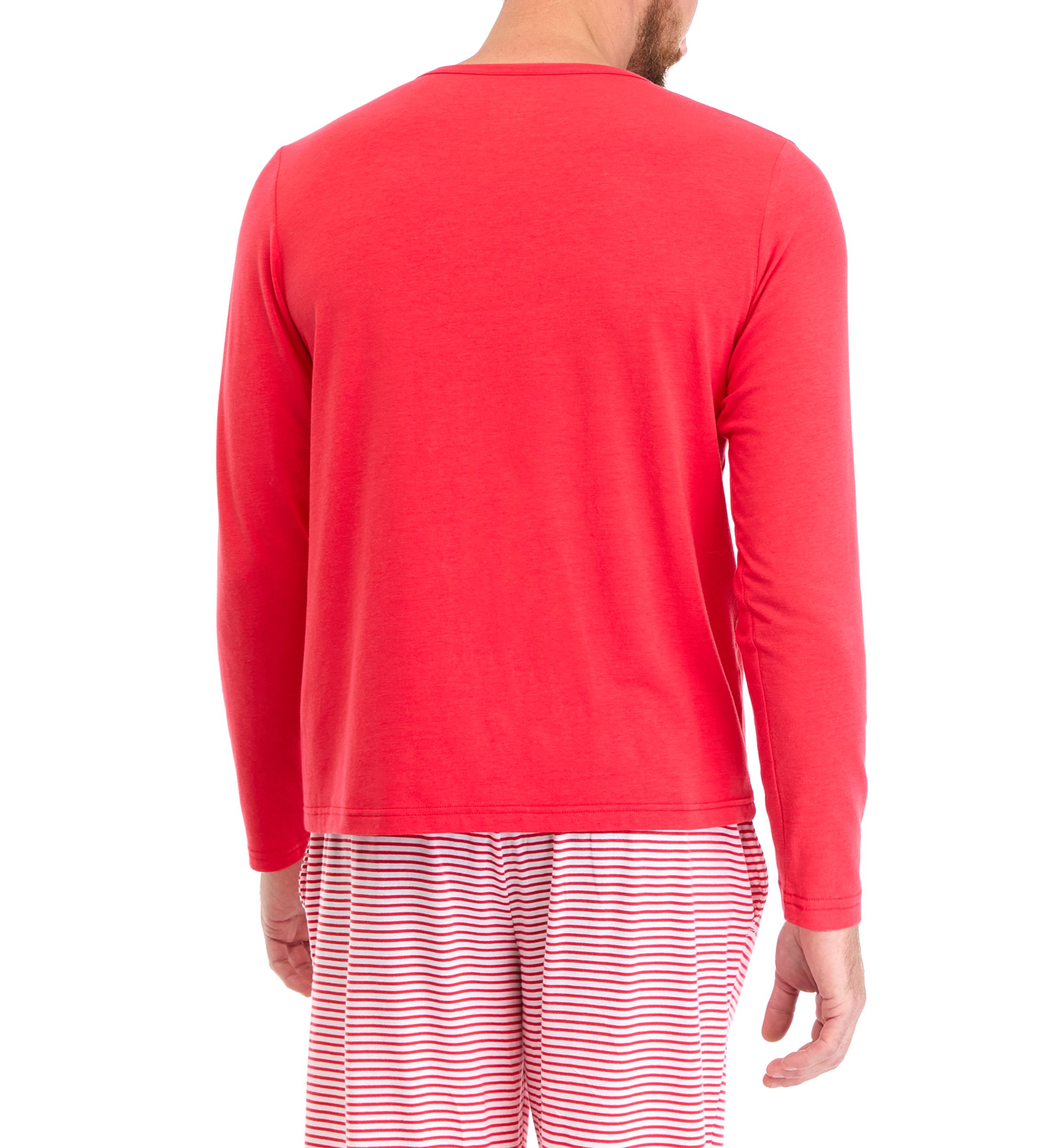 Mens Red Long Sleeve Pajama Top