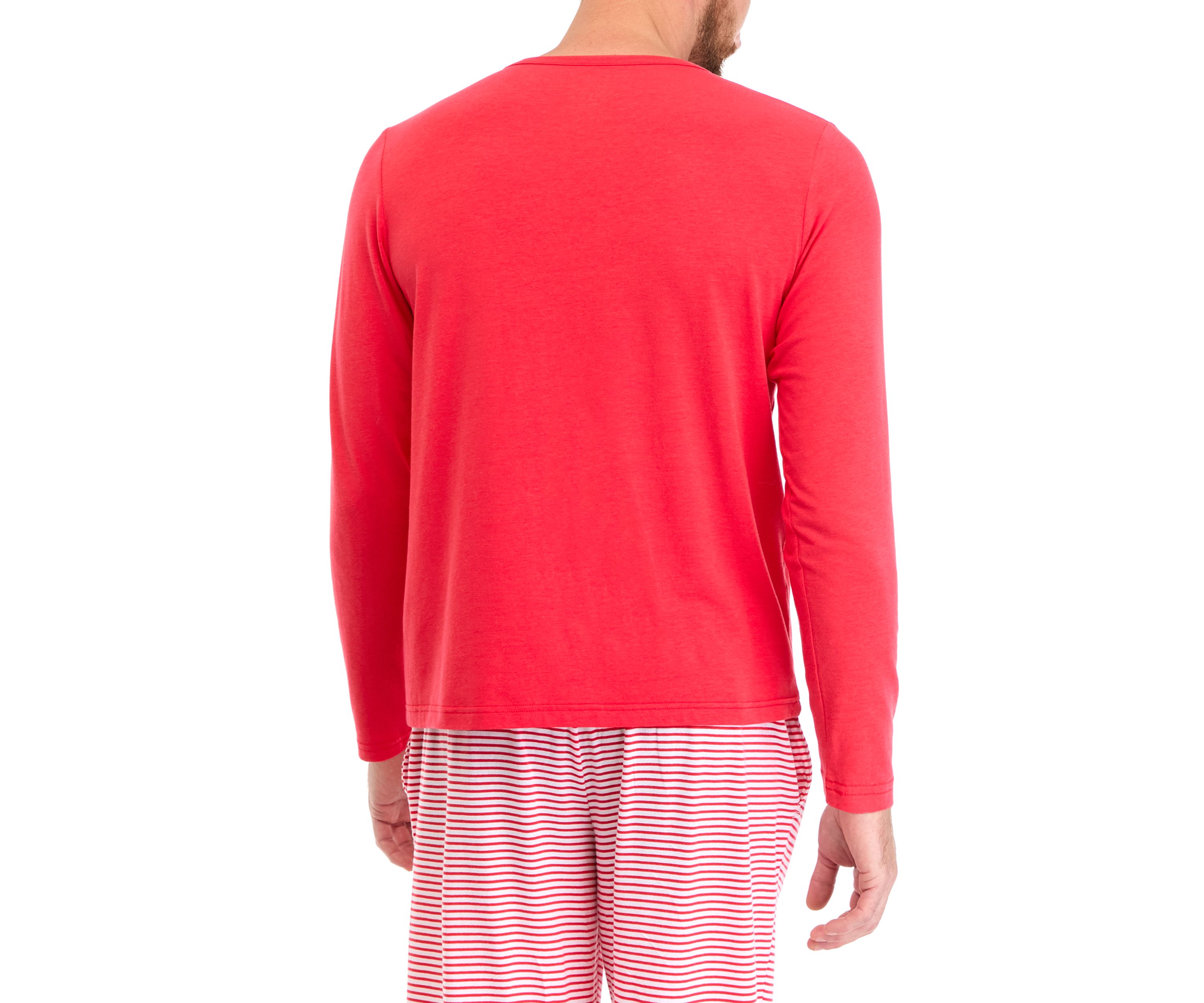 Mens Red Long Sleeve Pajama Top