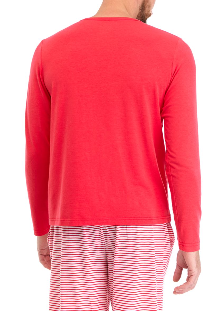 Mens Red Long Sleeve Pajama Top