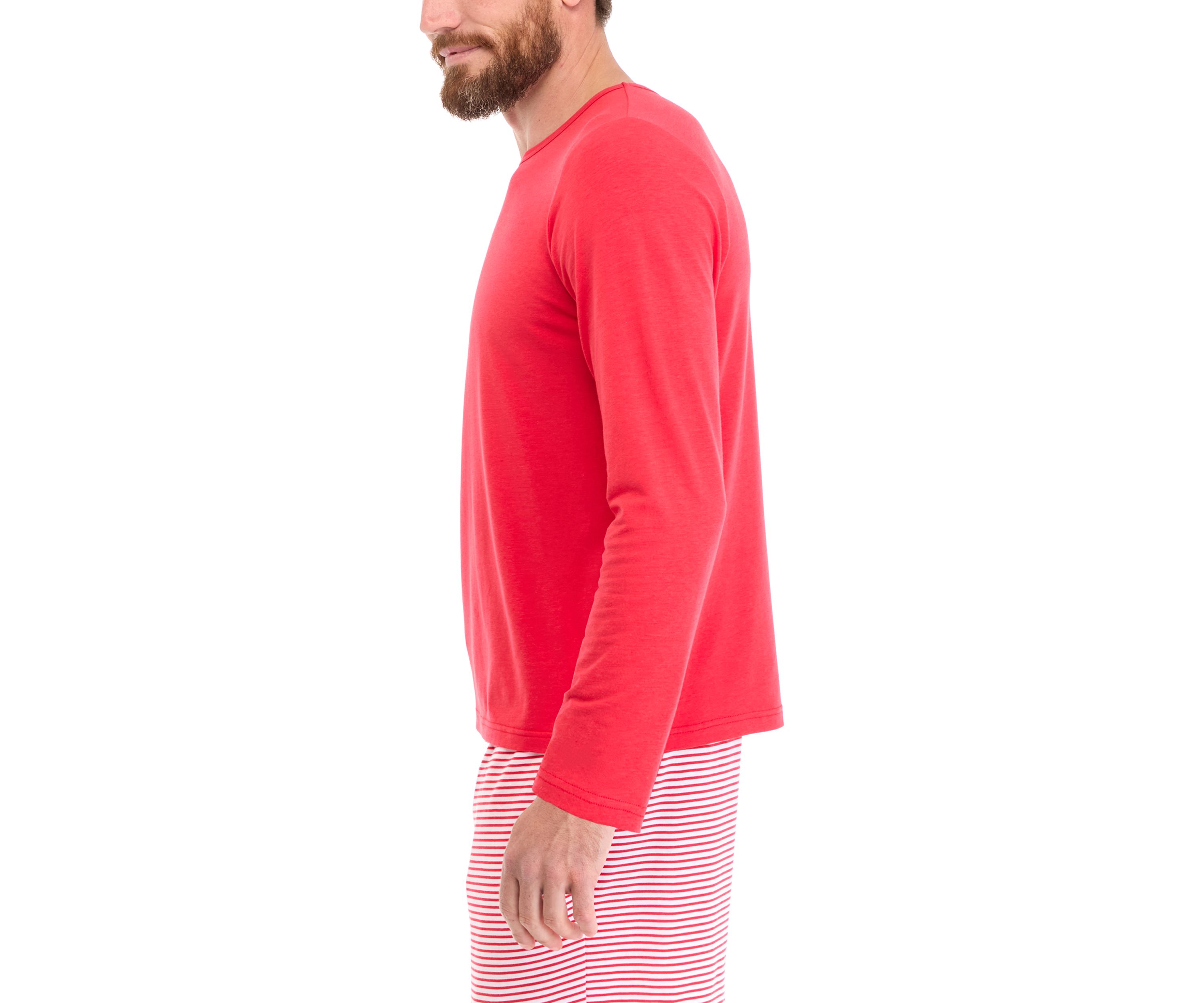 Mens Red Long Sleeve Pajama Top