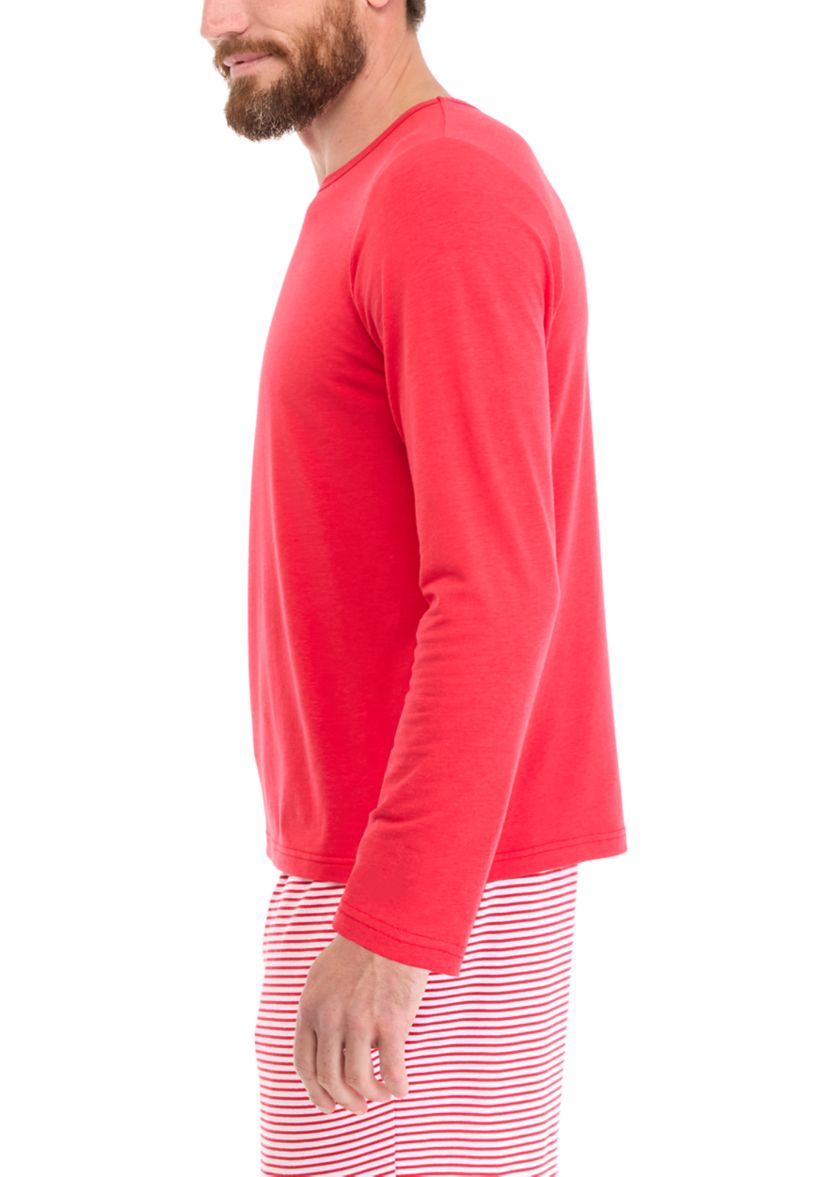 Mens Red Long Sleeve Pajama Top
