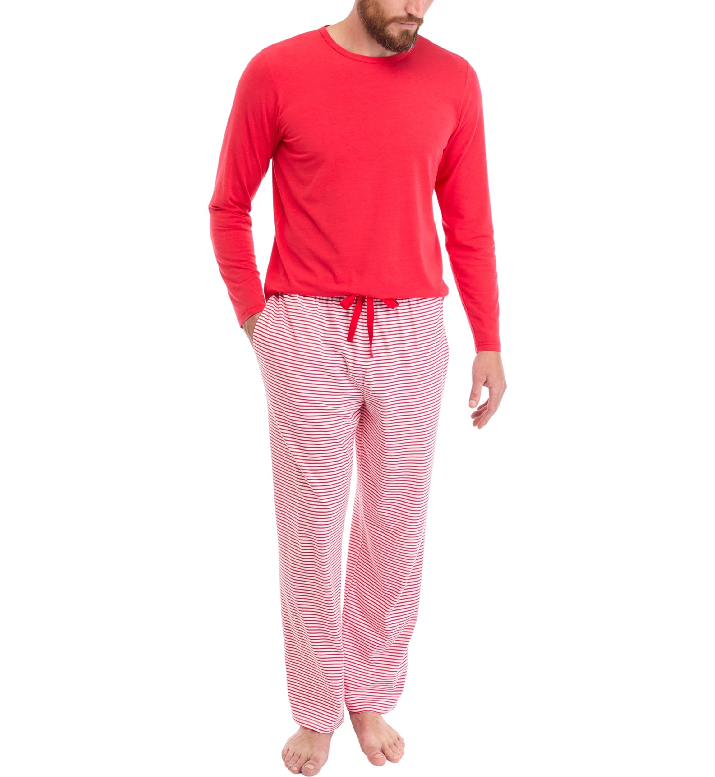 Mens Red Long Sleeve Pajama Top