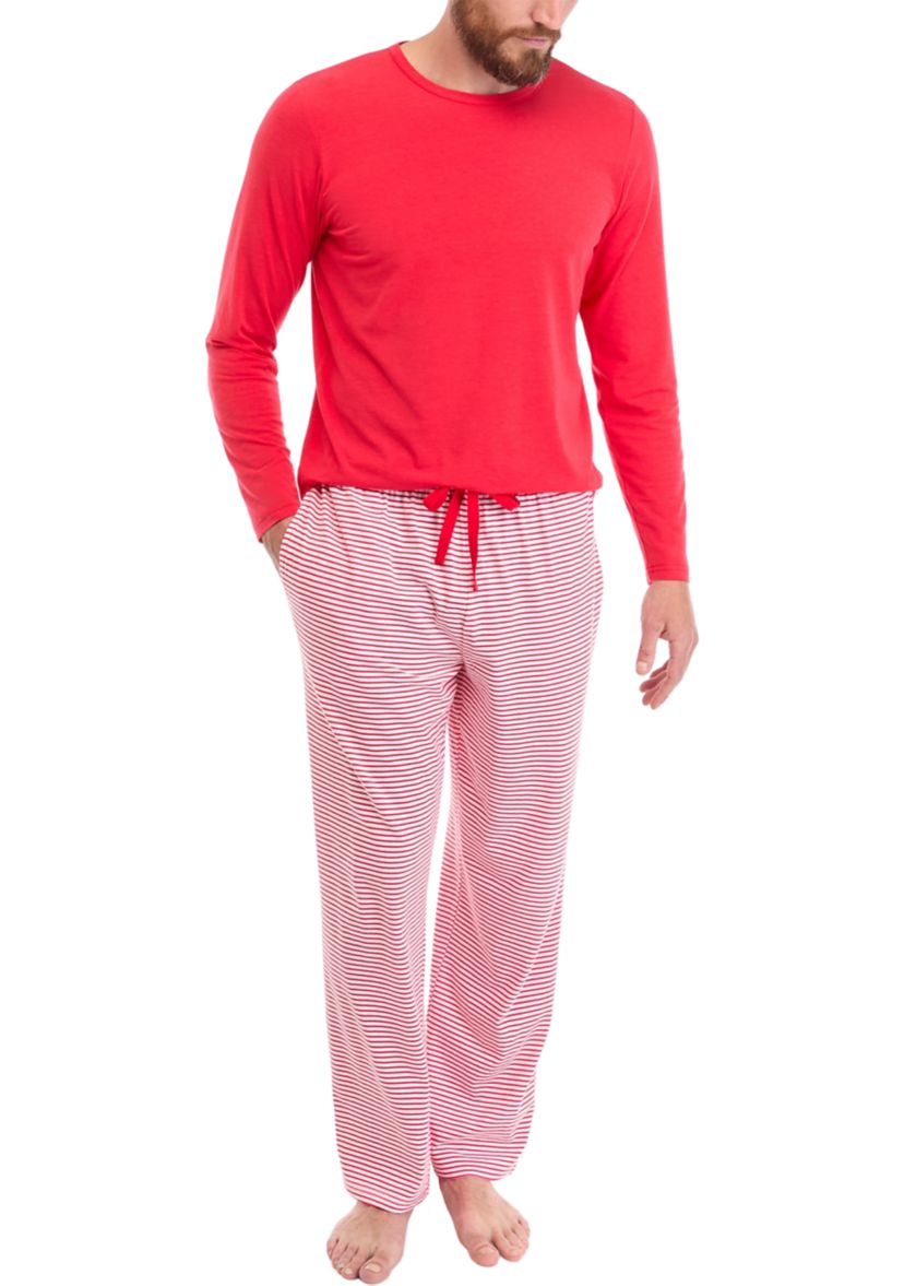 Mens Red Long Sleeve Pajama Top