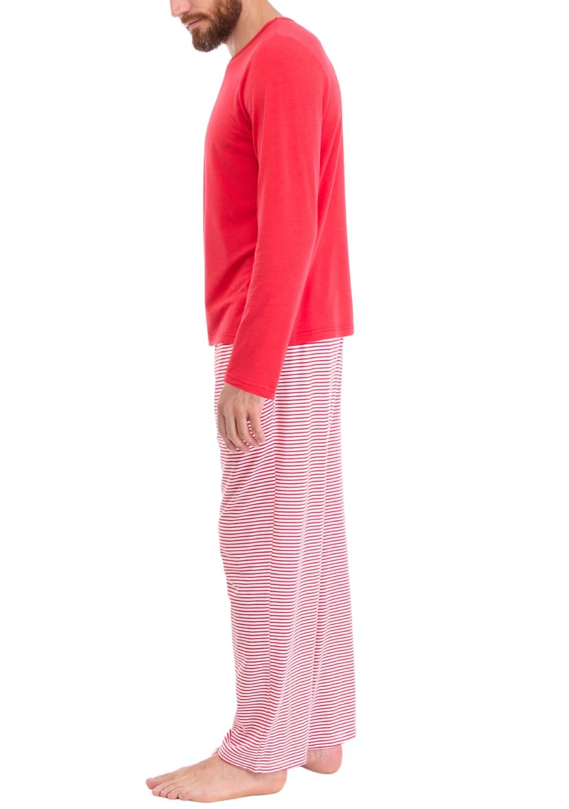 Mens Red Long Sleeve Pajama Top