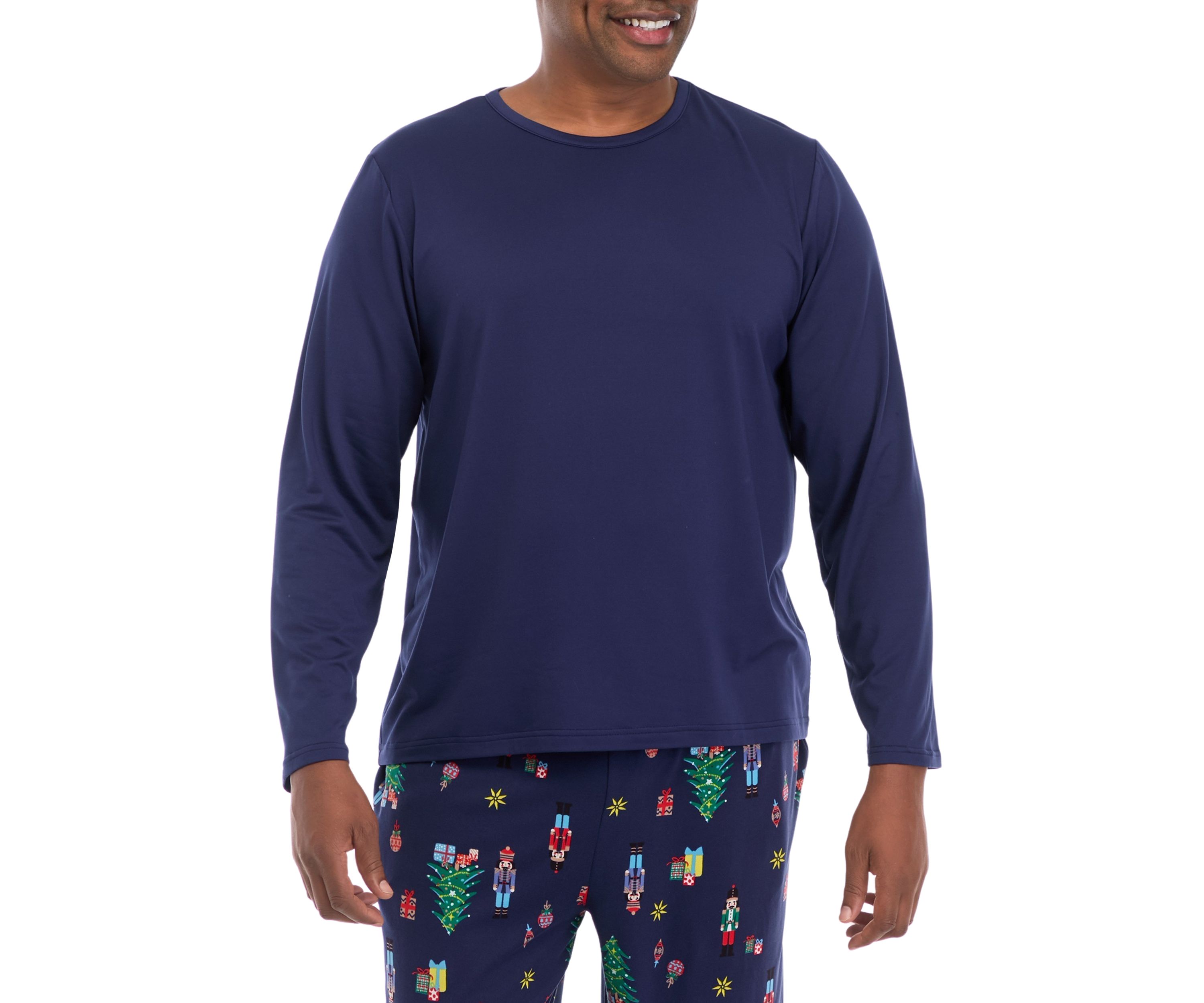 Big & Tall Nutcracker Solid Long Sleeve Sleep Top
