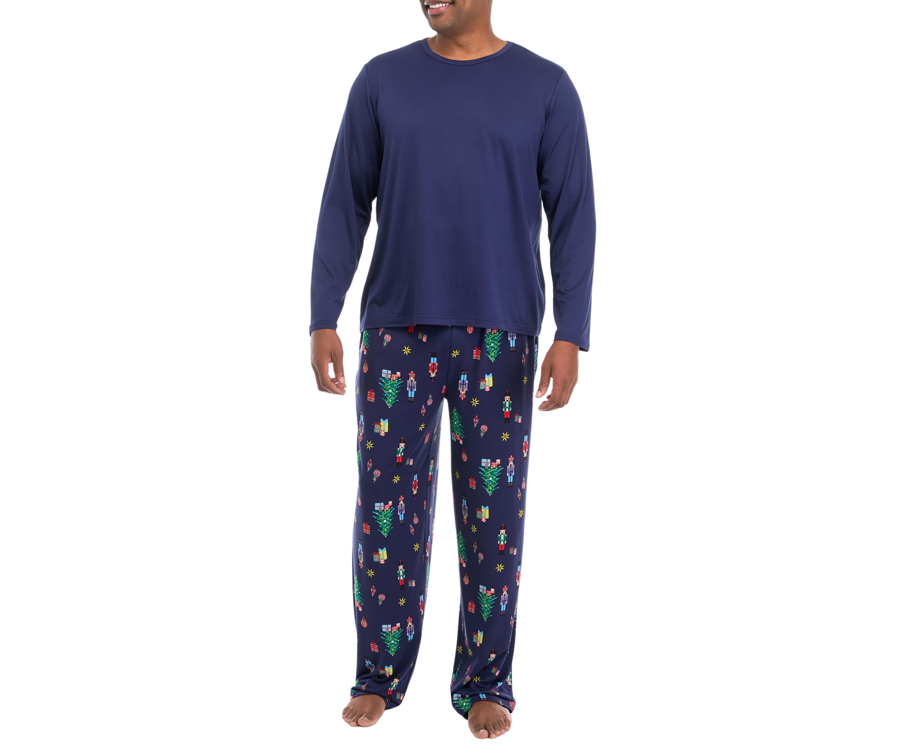 Big & Tall Nutcracker Solid Long Sleeve Sleep Top
