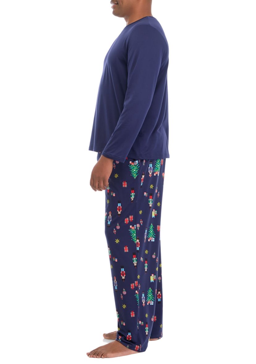 Big & Tall Nutcracker Solid Long Sleeve Sleep Top