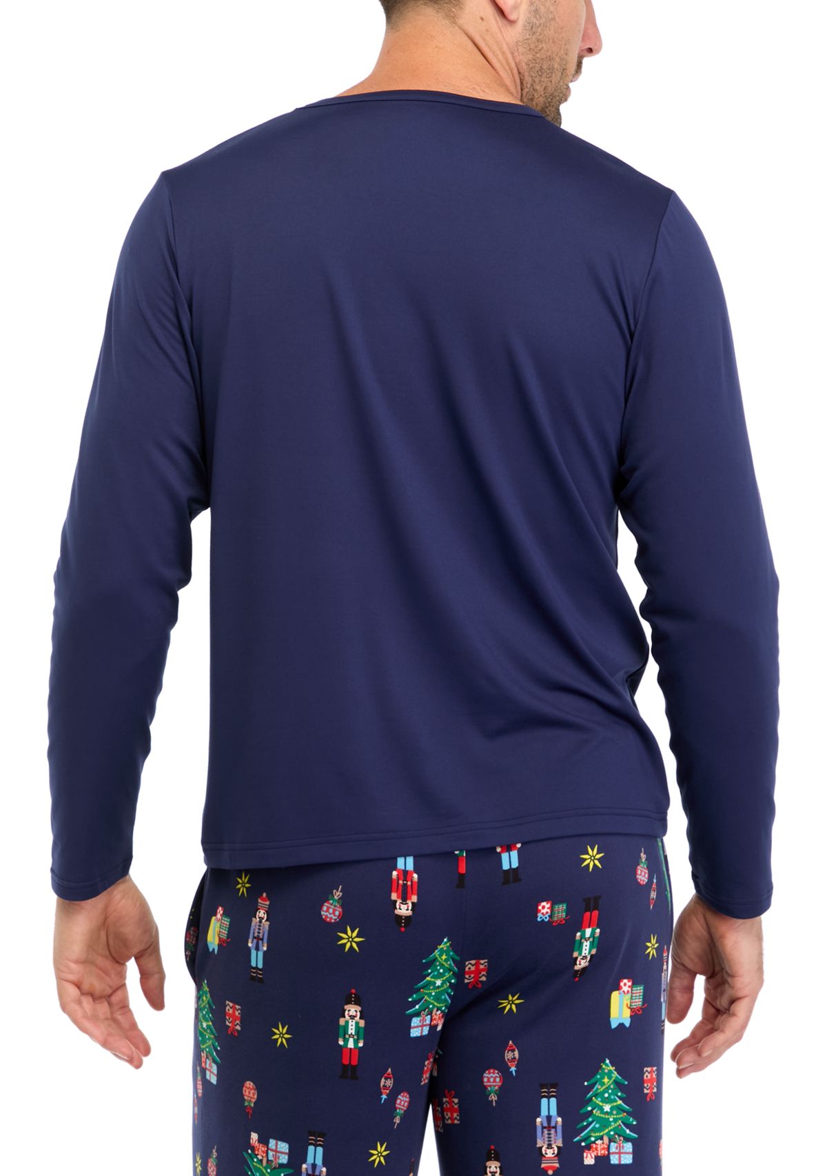 Mens Nutcracker Solid Long Sleeve Pajama Top