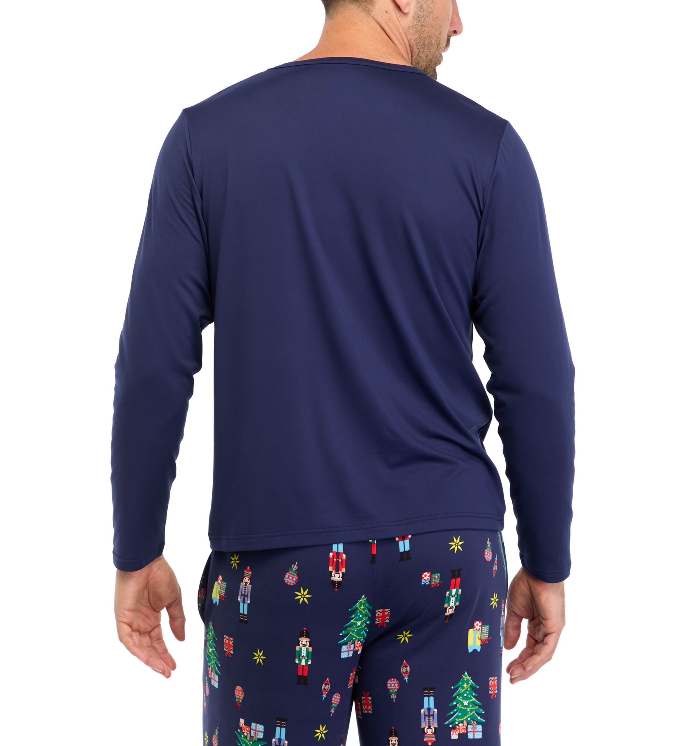 Mens Nutcracker Solid Long Sleeve Pajama Top