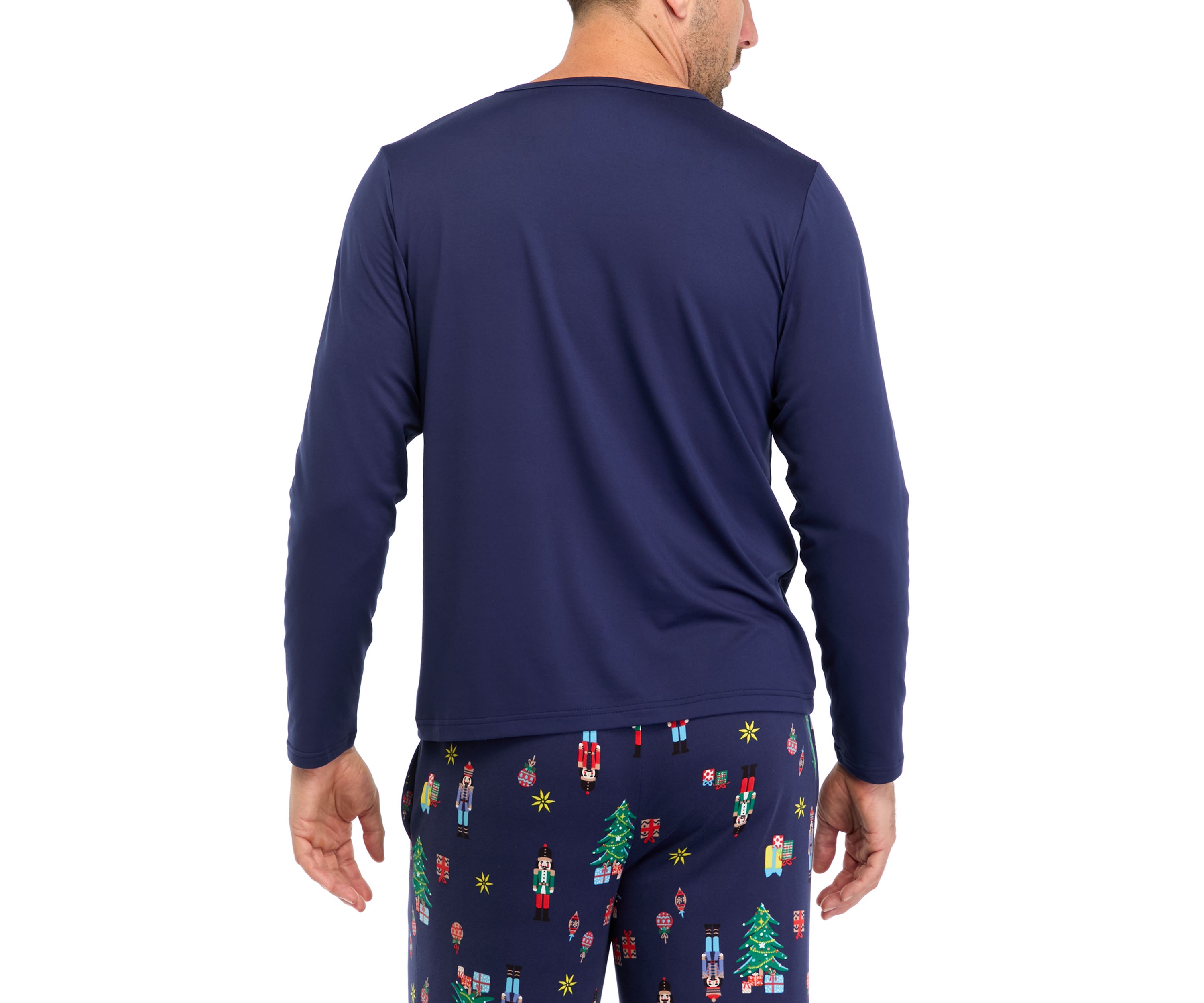 Mens Nutcracker Solid Long Sleeve Pajama Top