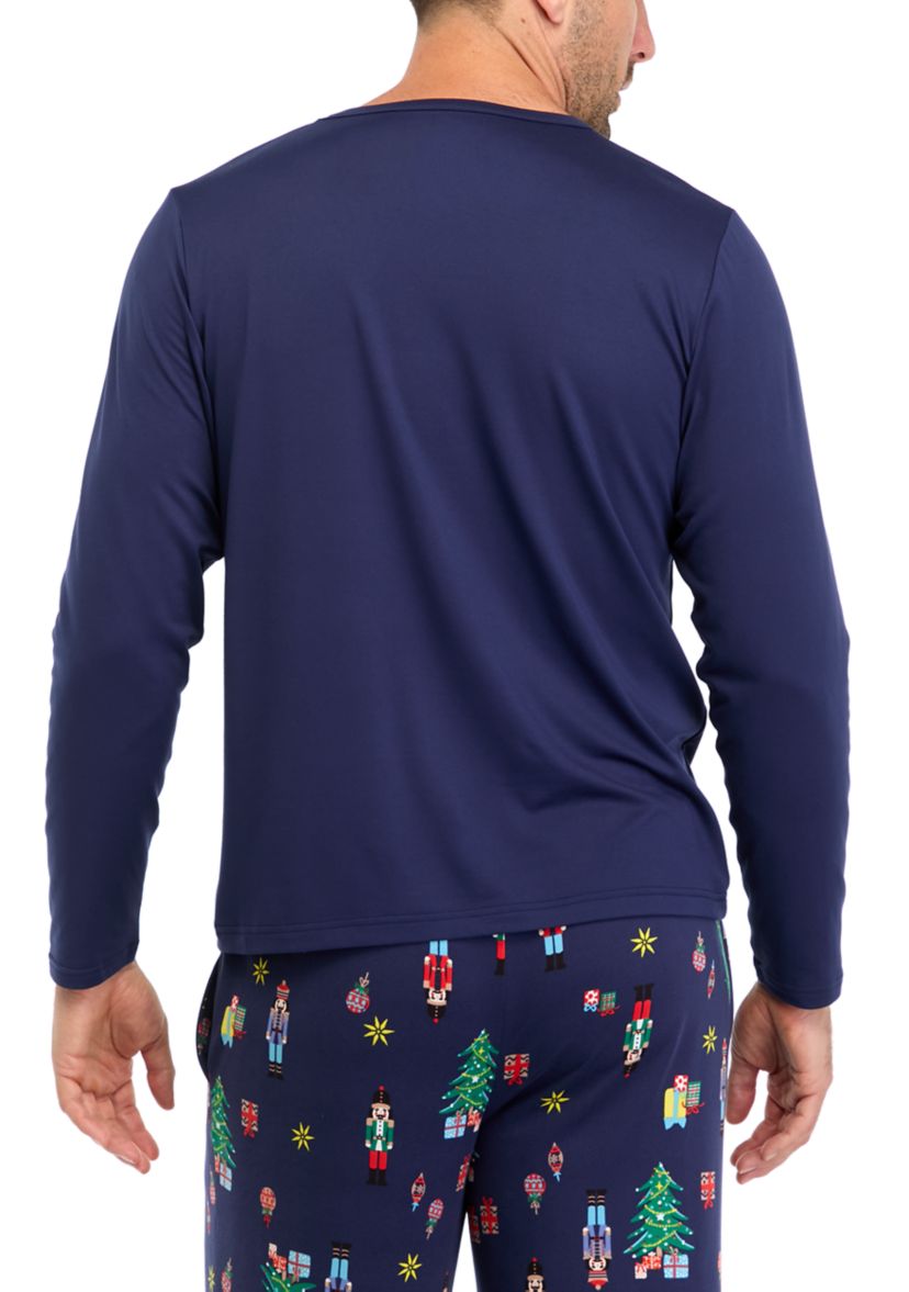 Mens Nutcracker Solid Long Sleeve Pajama Top