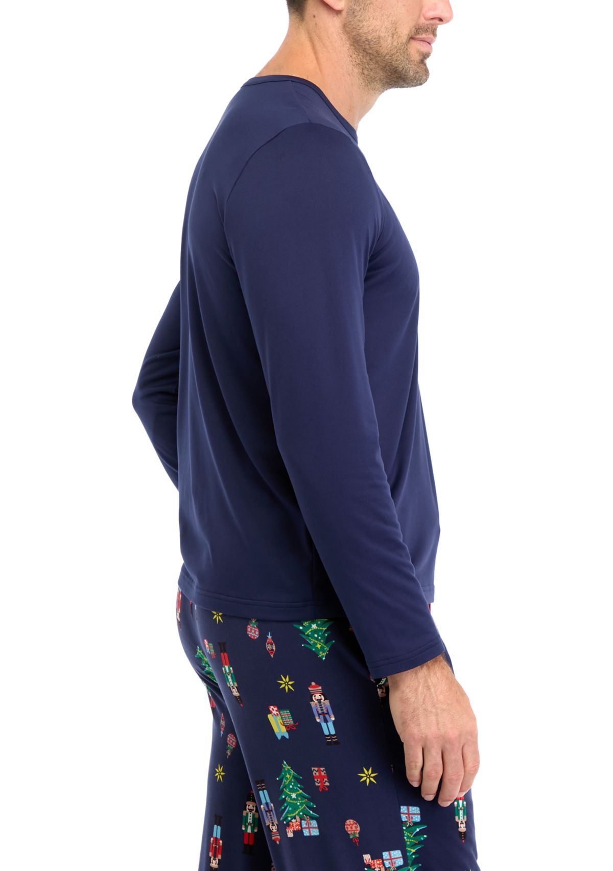 Mens Nutcracker Solid Long Sleeve Pajama Top