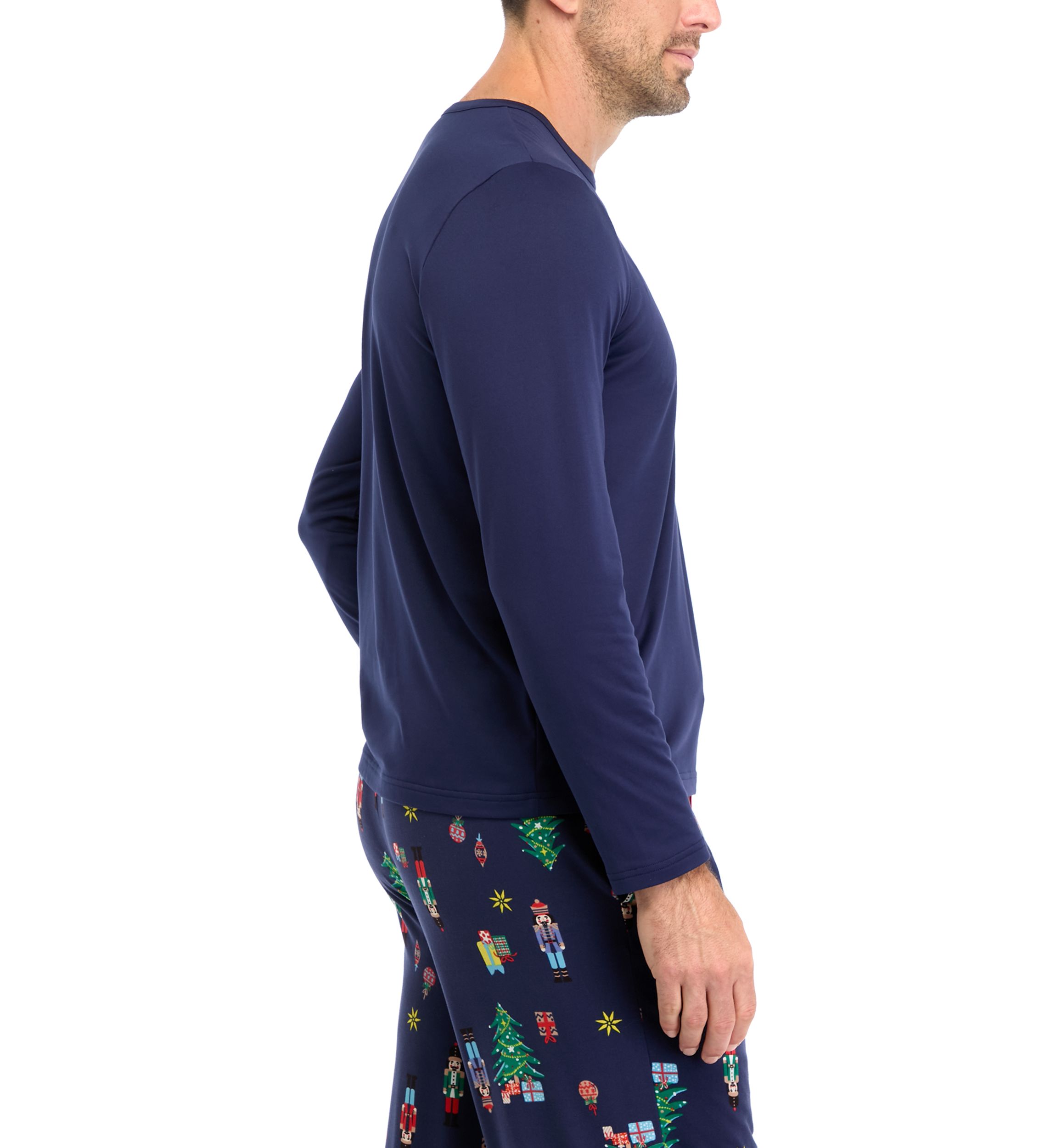 Mens Nutcracker Solid Long Sleeve Pajama Top