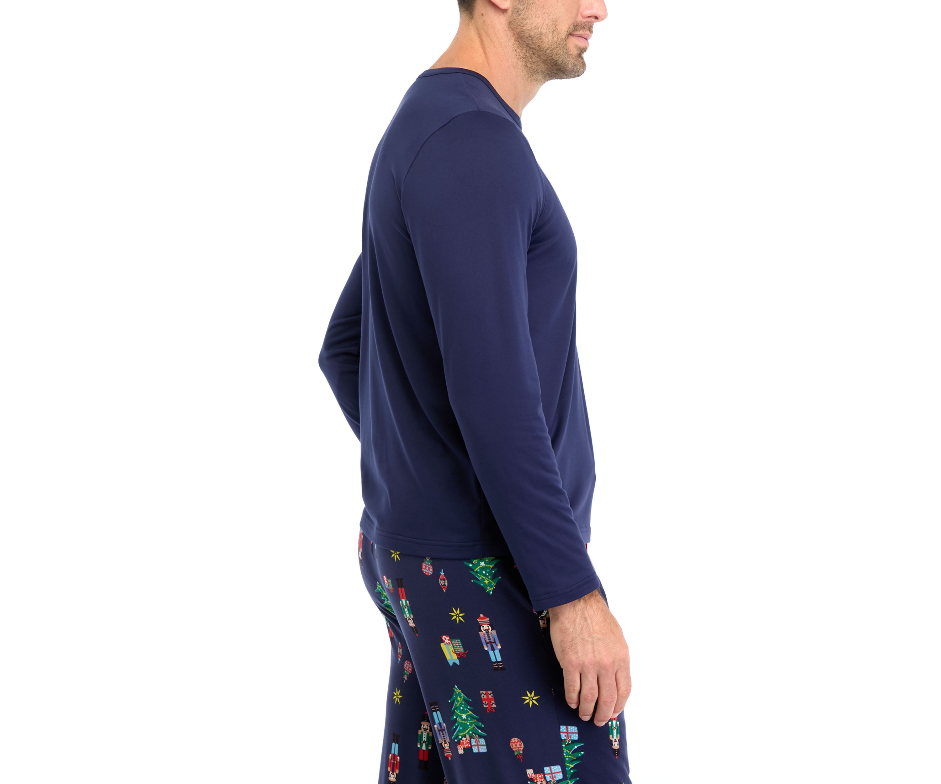Mens Nutcracker Solid Long Sleeve Pajama Top