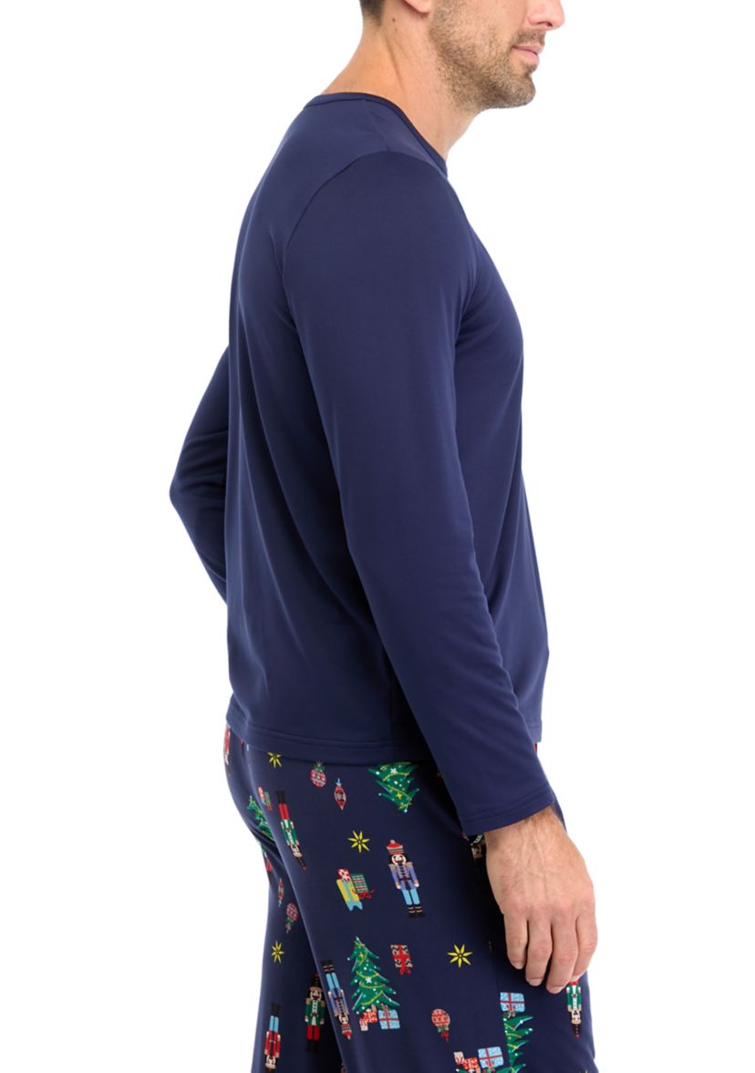 Mens Nutcracker Solid Long Sleeve Pajama Top