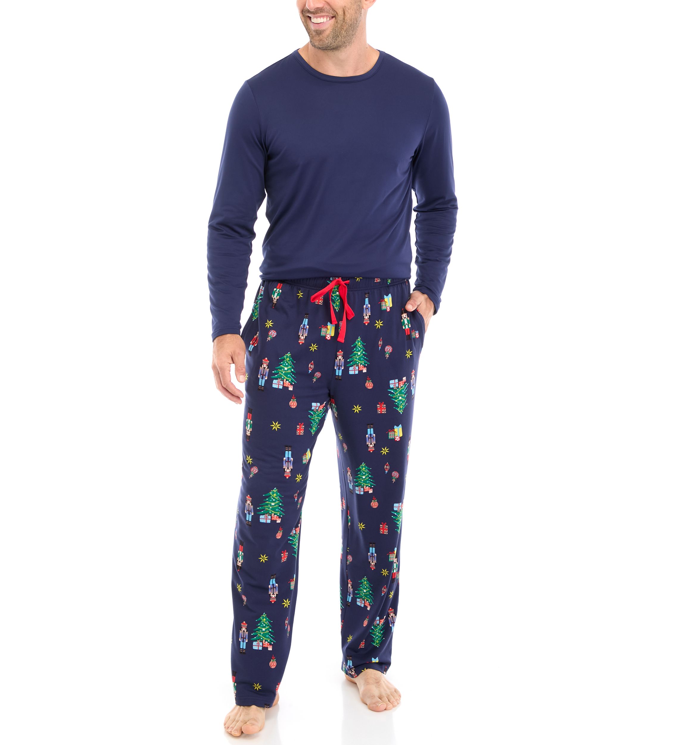 Mens Nutcracker Solid Long Sleeve Pajama Top