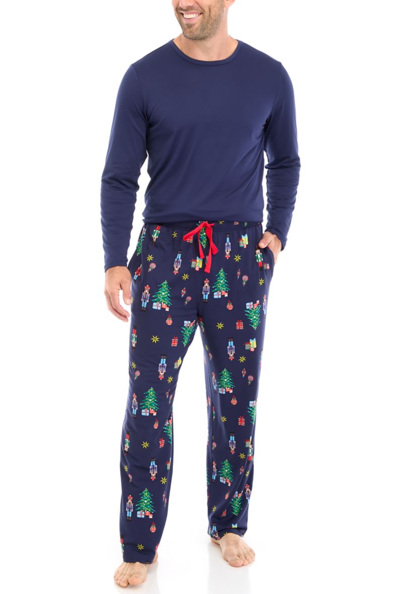 Mens Nutcracker Solid Long Sleeve Pajama Top
