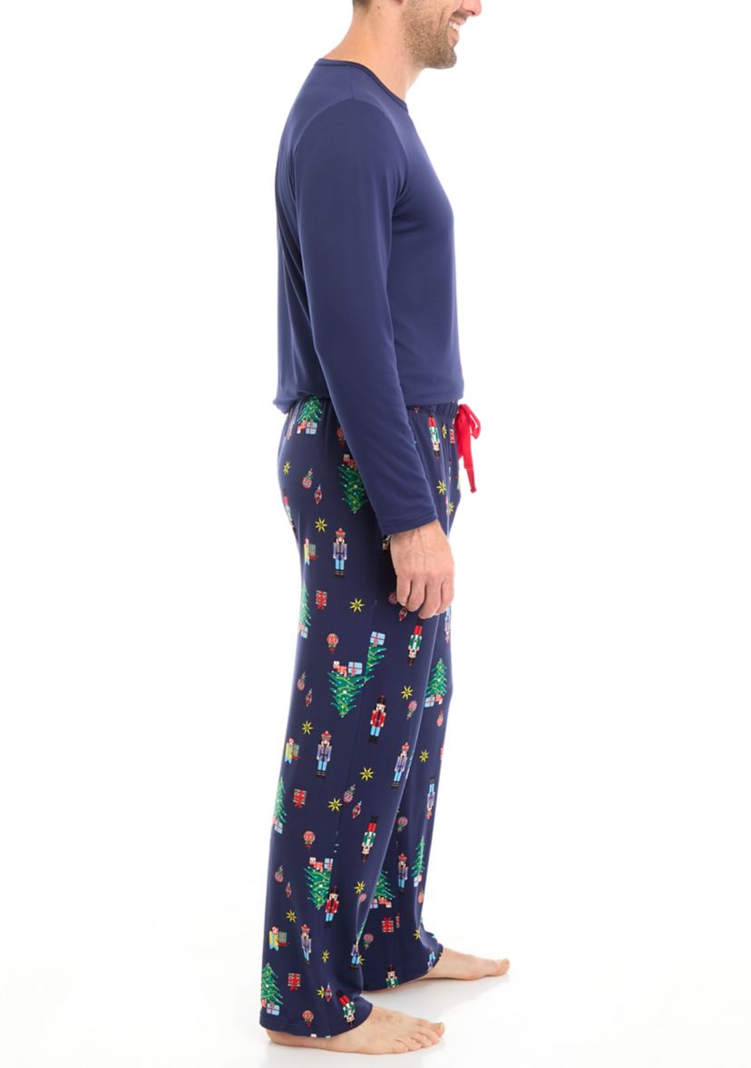 Mens Nutcracker Solid Long Sleeve Pajama Top